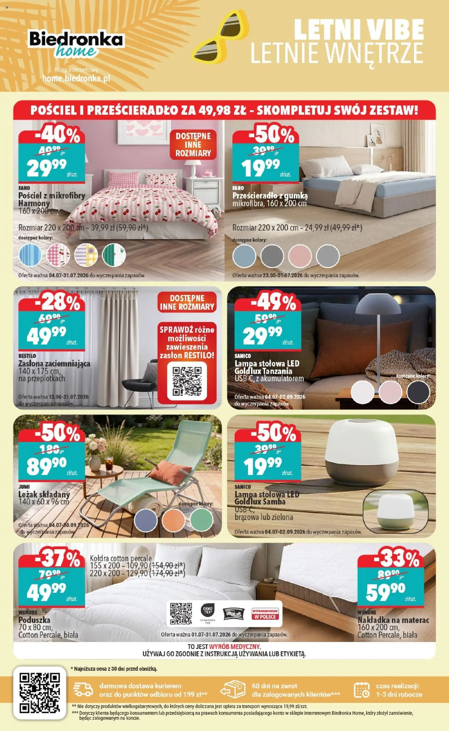 Biedronka gazetka - Home od 04.07.2026 | Strona: 4 | Produkty: Pościel, Leżak, Prześcieradło z gumką, Kołdra