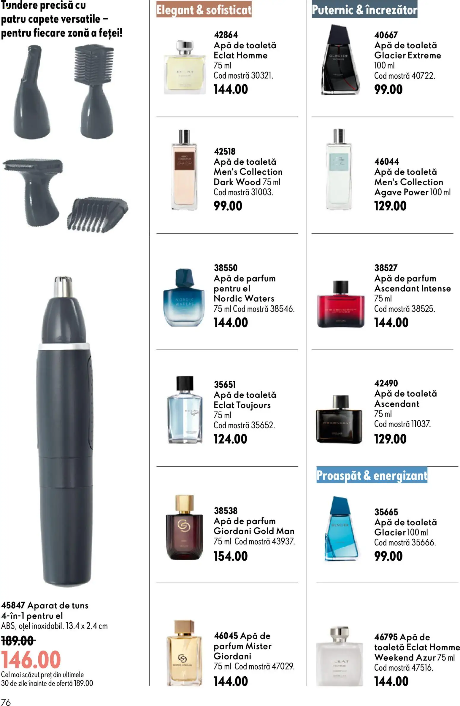 Noul catalog Oriflame – valabil de la 29.07.2026 | Pagină: 76 | Produse: Apă de parfum, Toaletă, Apă de toaletă, Apă