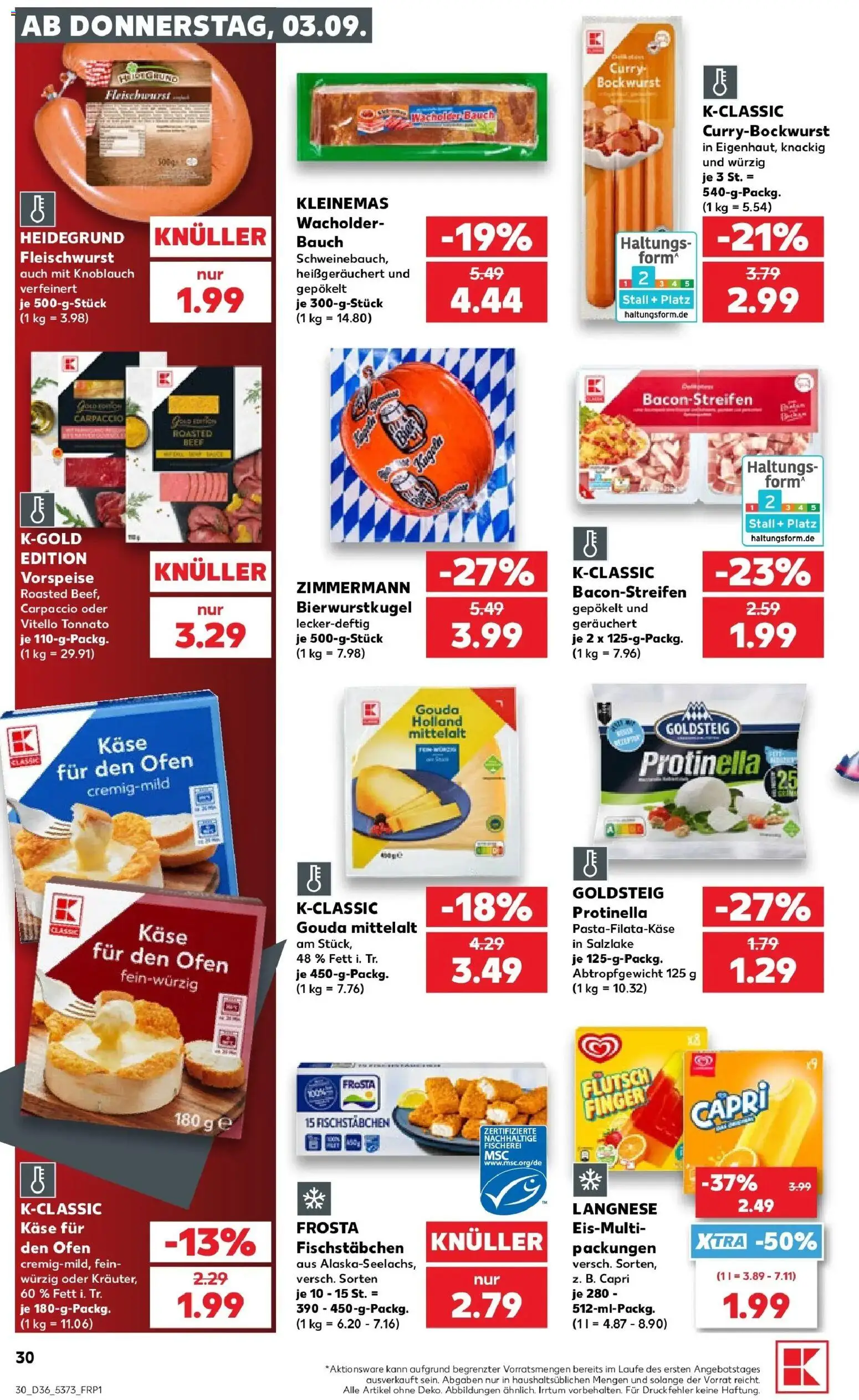 Prospekt Kaufland ab 31.08.2026 » Angebote Online zum Blättern | Seite: 39 | Produkte: Ofen, Käse, Fischstabchen, Wurst