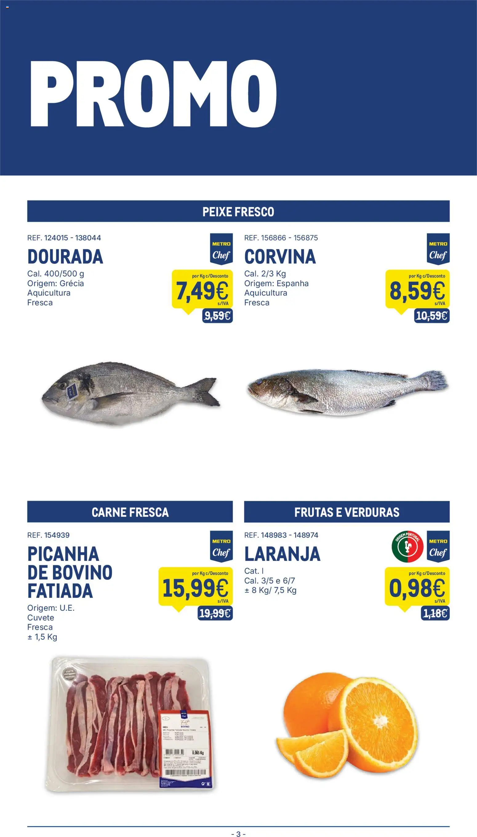 Makro folheto │ válido de 25/08/2026 | Página: 3 | Produtos: Dourada, Frutas, Peixe, Carne