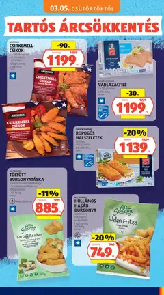 CSIRKEMELL-CSÍKOK, • cornflakes vagy, • chilis-sajtos panírban, 500 g/csomag - amely érvényes a következő dátumtól: 03.05.2026 | Oldal: 11