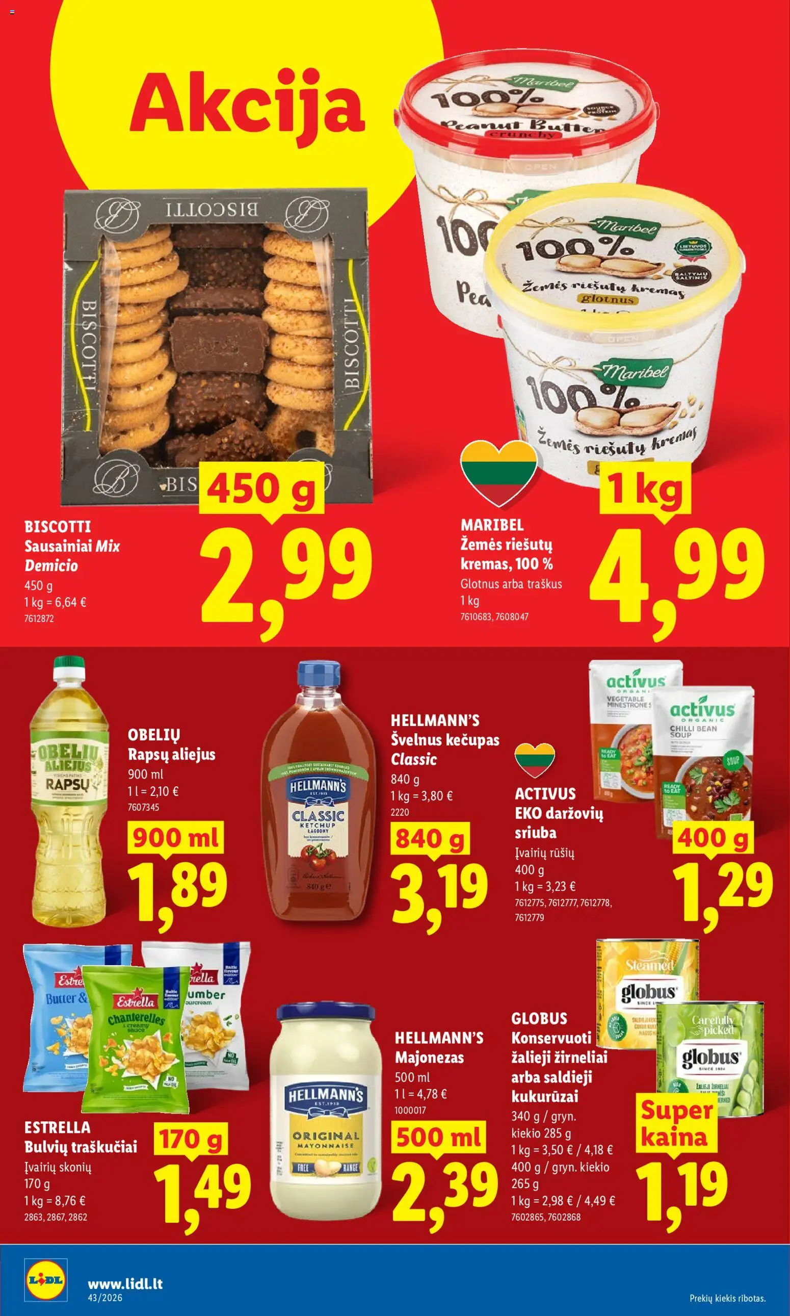 LIDL akcijos nuo 2026.10.19 | Puslapis: 12 | Prekių: Kukurūzai, Majonezas, Žirneliai, Traškučiai