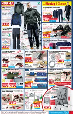 Norma Flugblatt ab 05.10.2026 gültig | Seite: 5 | Produkte: Hose, Stiefel, Tasche, Steckdose