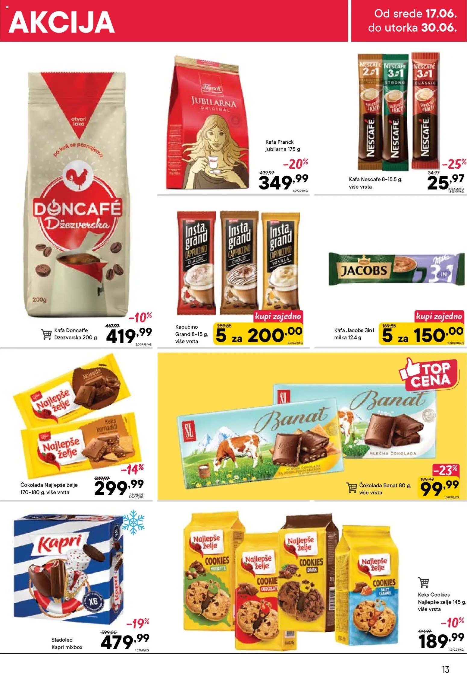 PerSu katalog - važi od 17.06.2026 | Strana: 13 | Proizvode: Keks, Doncafe, Kafa, Čokolada