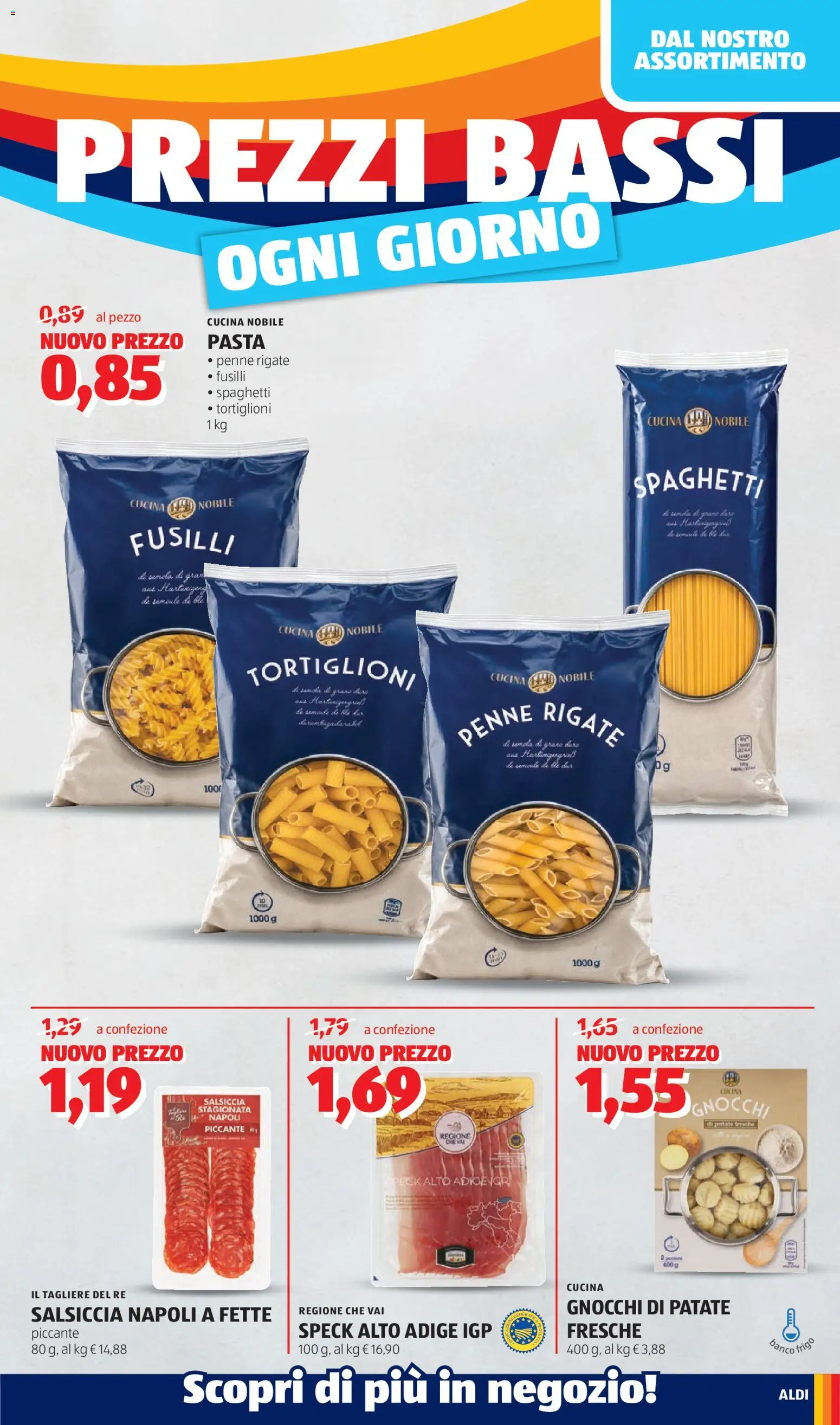 Volantino Aldi del 01.06.2026 | Pagina: 3 | Prodotti: Patate, Salsiccia, Fusilli, Penne