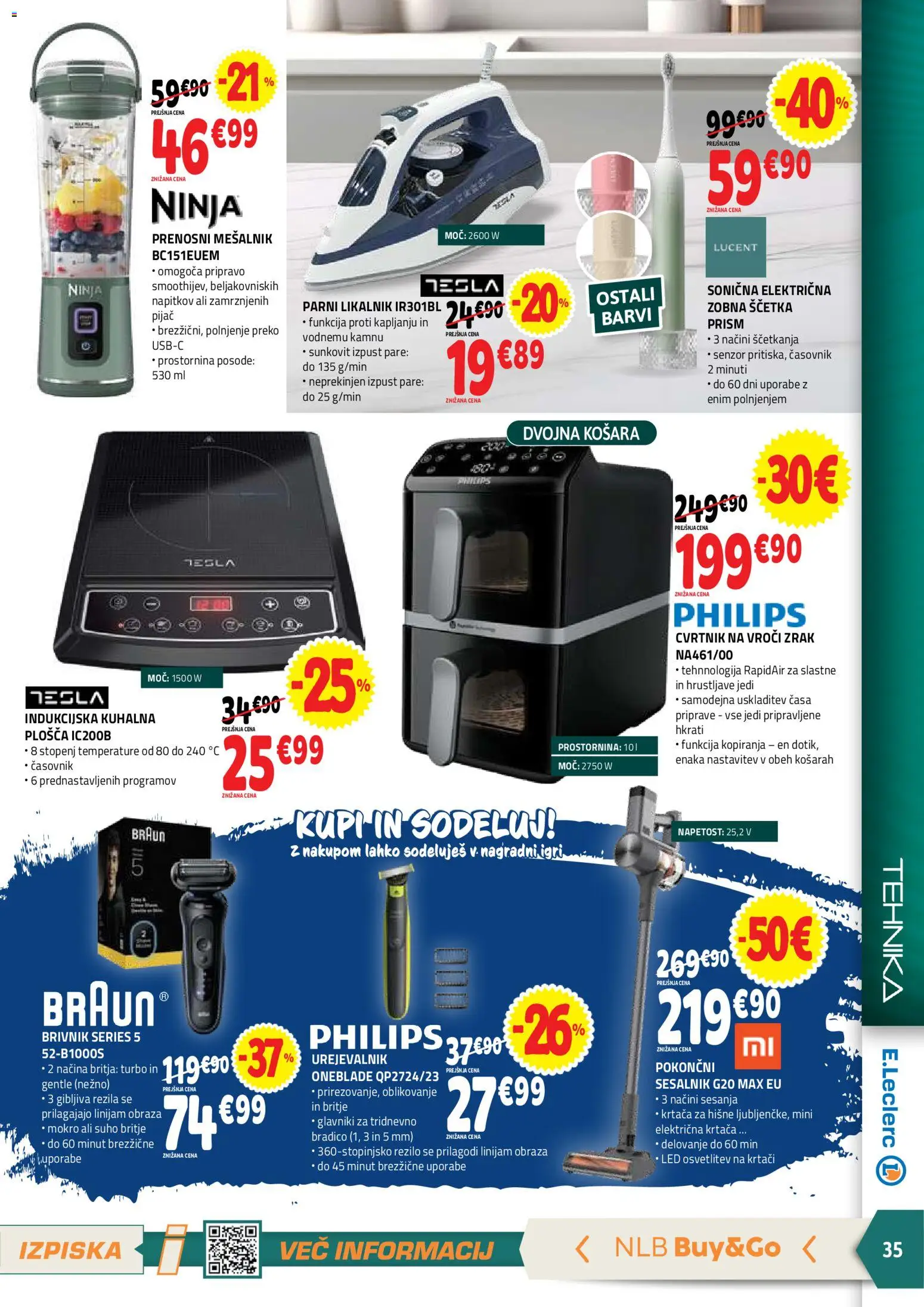 Novi E.leclerc katalog ponudbe – veljaven od 09.09.2026 | Stran: 35 | Izdelki: Košara, Krtaca, Brivnik, Sesalnik