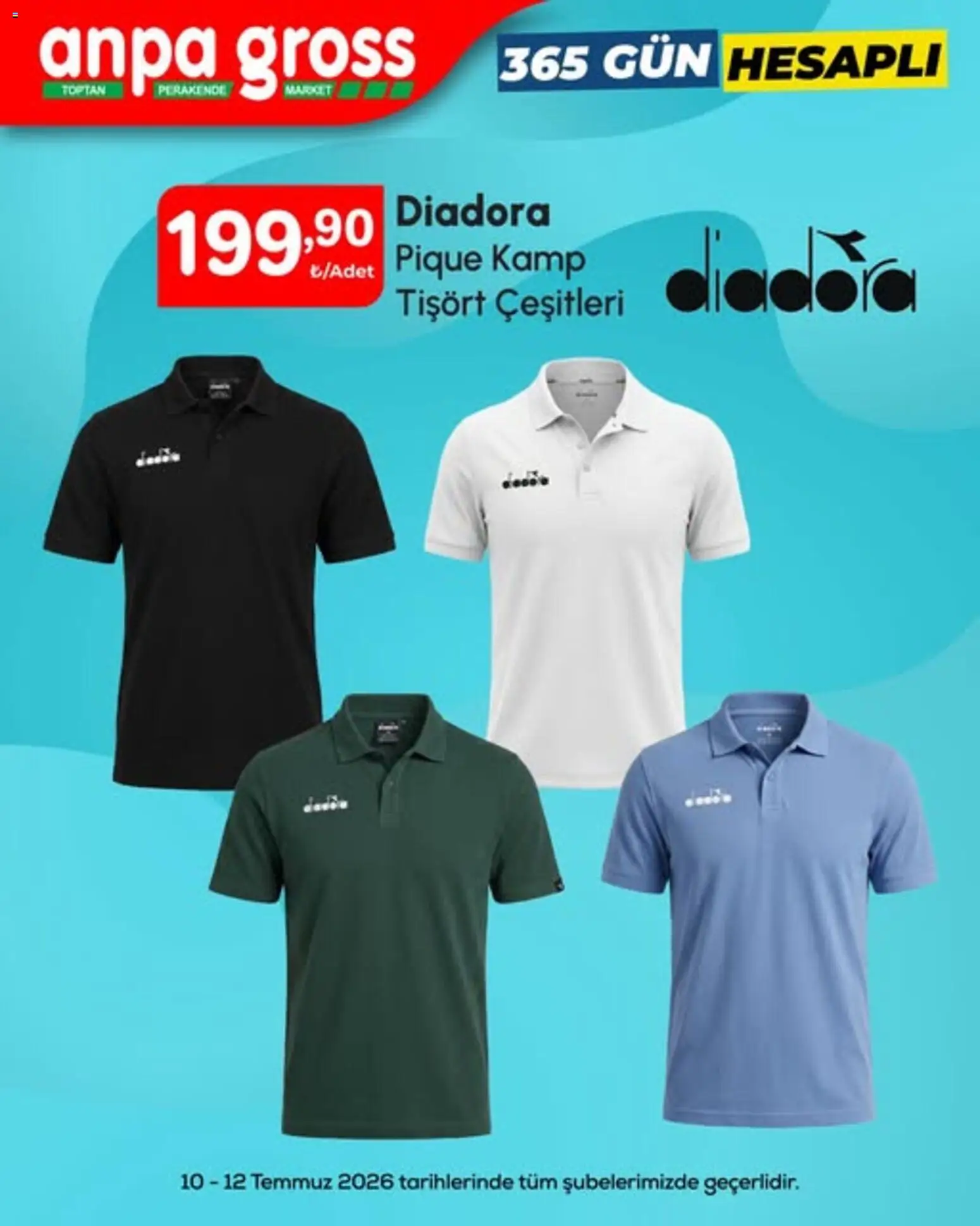 Anpa Gross İndirim Diadora - 10 Temmuz 2026 tarihinden itibaren geçerlidir | Sayfa: 1 | Ürünler: Tişört
