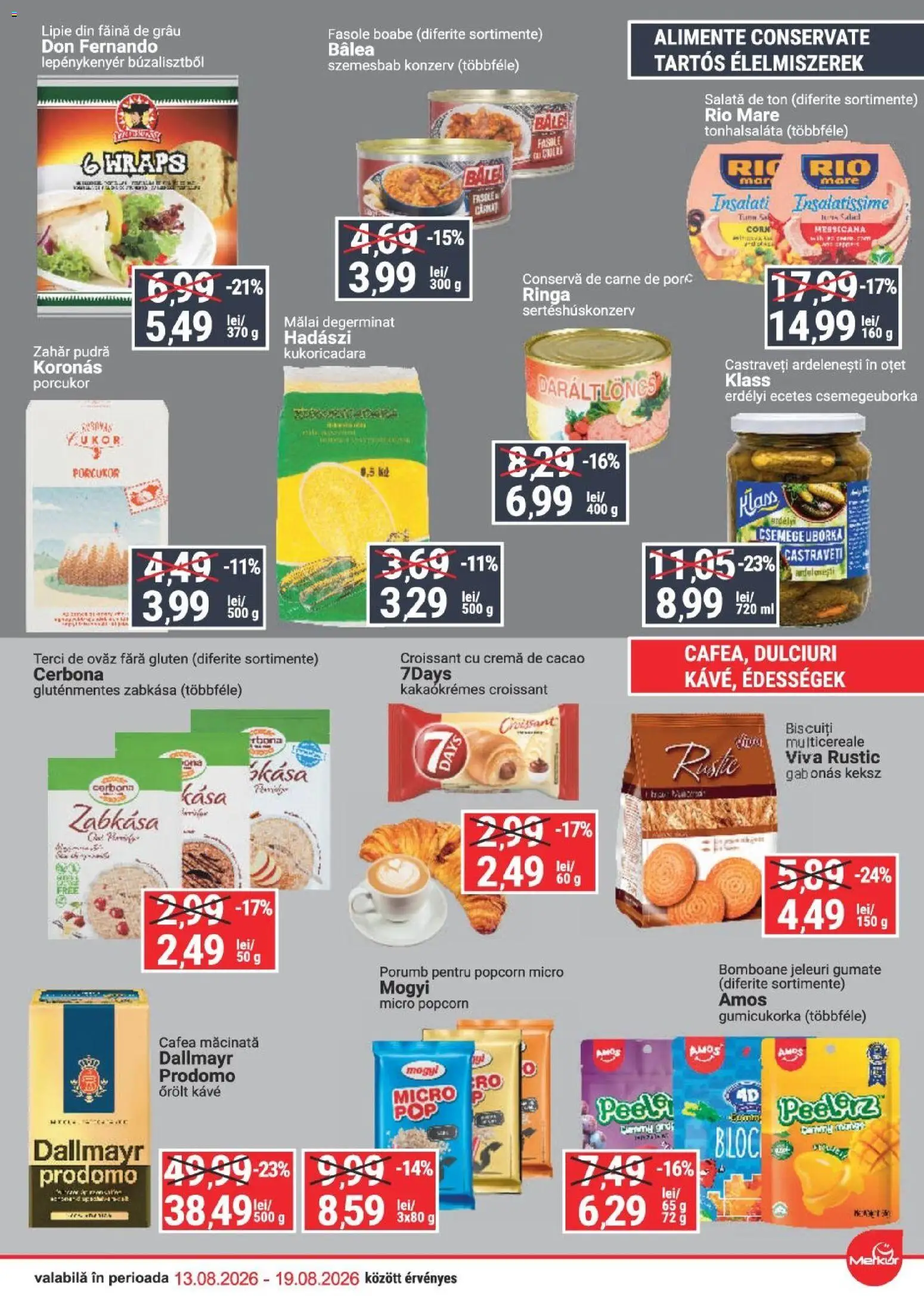 Noul catalog Merkur – valabil de la 13.08.2026 | Pagină: 3 | Produse: Zahar pudra, Crema de cacao, Porumb, Jeleuri