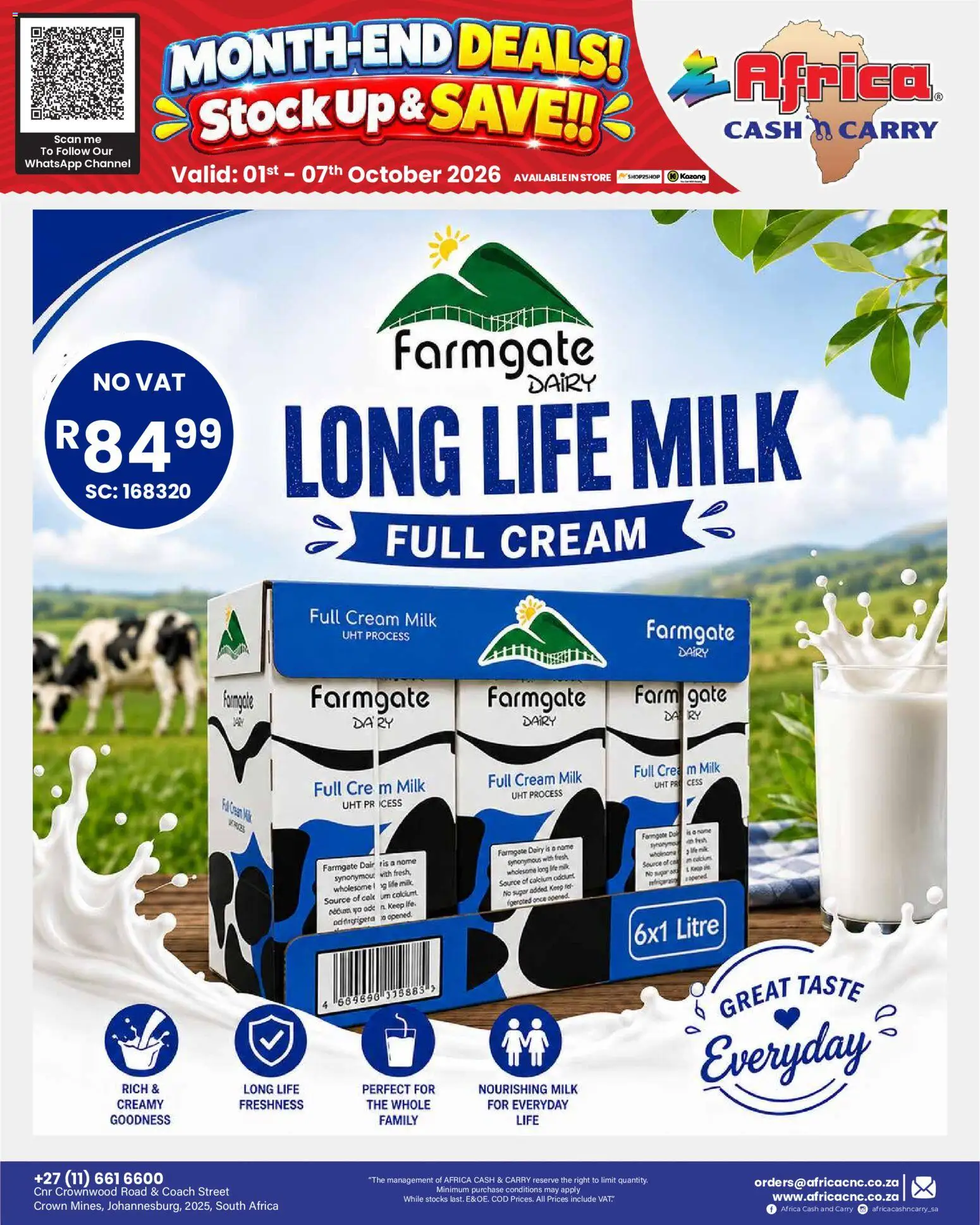 New Africa Cash & Carry catalogue – valid from 01/10/2026 | Page: 31 | Products: Milk, Gate, Cream, Stock