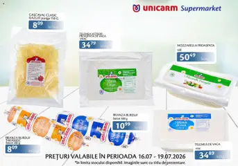 Ofertele Unicarm valabile de la 16.07.2026 | Pagină: 5 | Produse: Pungă, Cașcaval, Mozzarella, Brânză