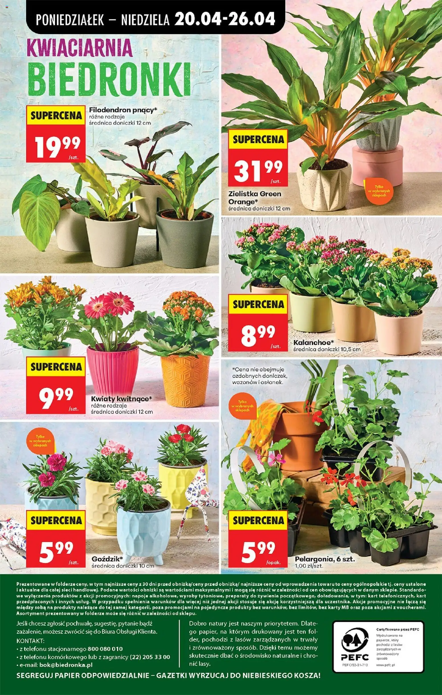Biedronka gazetka od poniedziałku od 20.04.2026 | Strona: 105 | Produkty: Napoje, Doniczki, Kwiaty