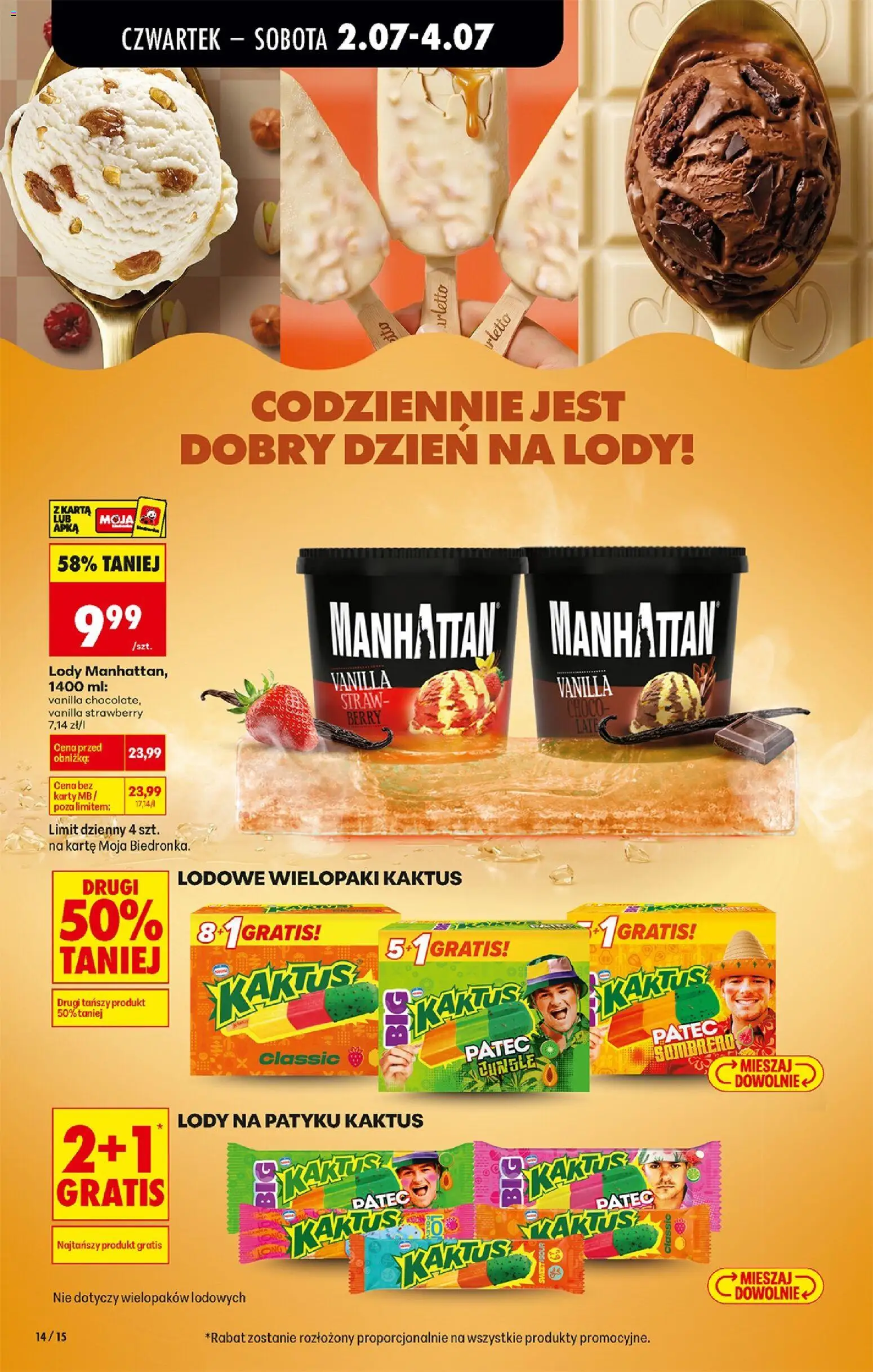 Biedronka gazetka od czwartku od 02.07.2026 | Strona: 14 | Produkty: Karta, Lody na patyku, Lody