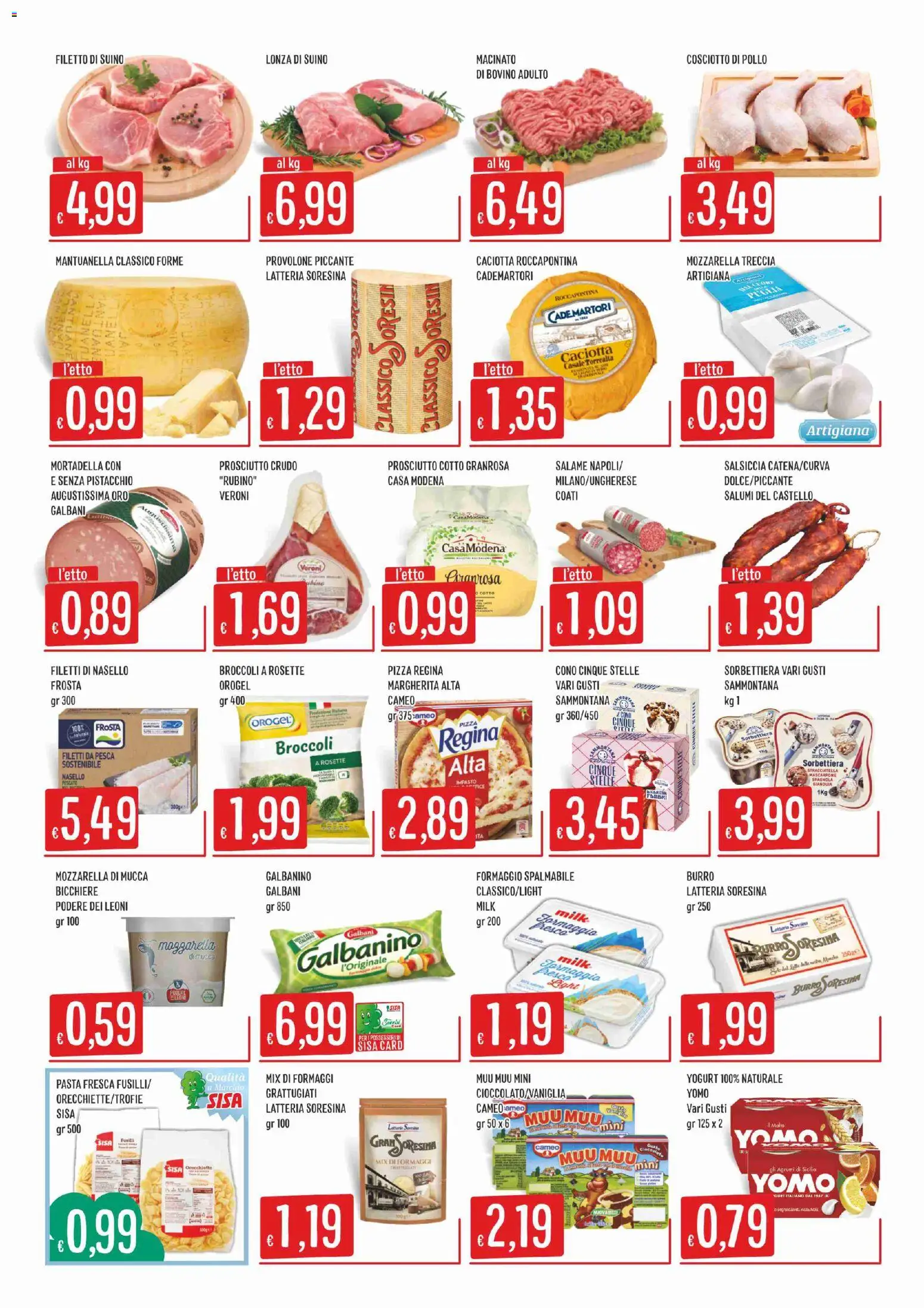 Volantino SISA del 09/07/2026 | Pagina: 2 | Prodotti: Yogurt, Pizza, Fusilli, Mascarpone