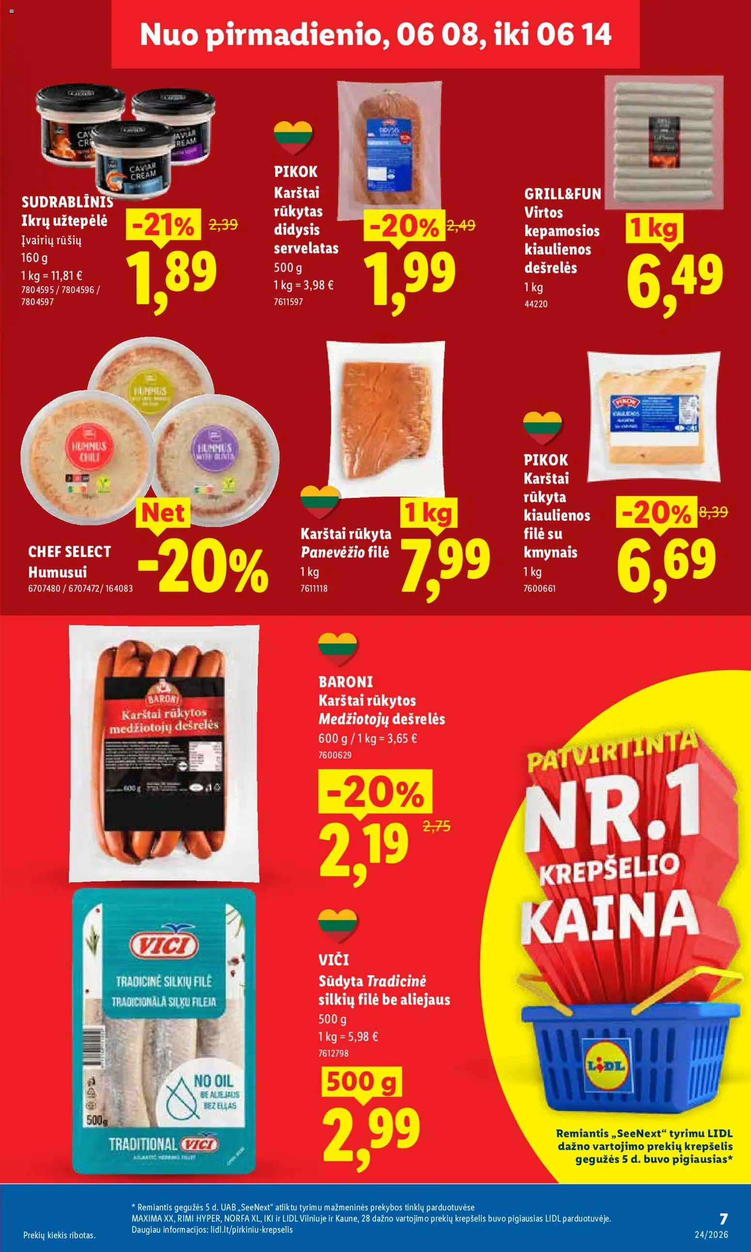 LIDL akcijos nuo 08.06.2026 | Puslapis: 11 | Prekių: Užtepėlė, Kiaulienos, Dešrelės, Krepšelis