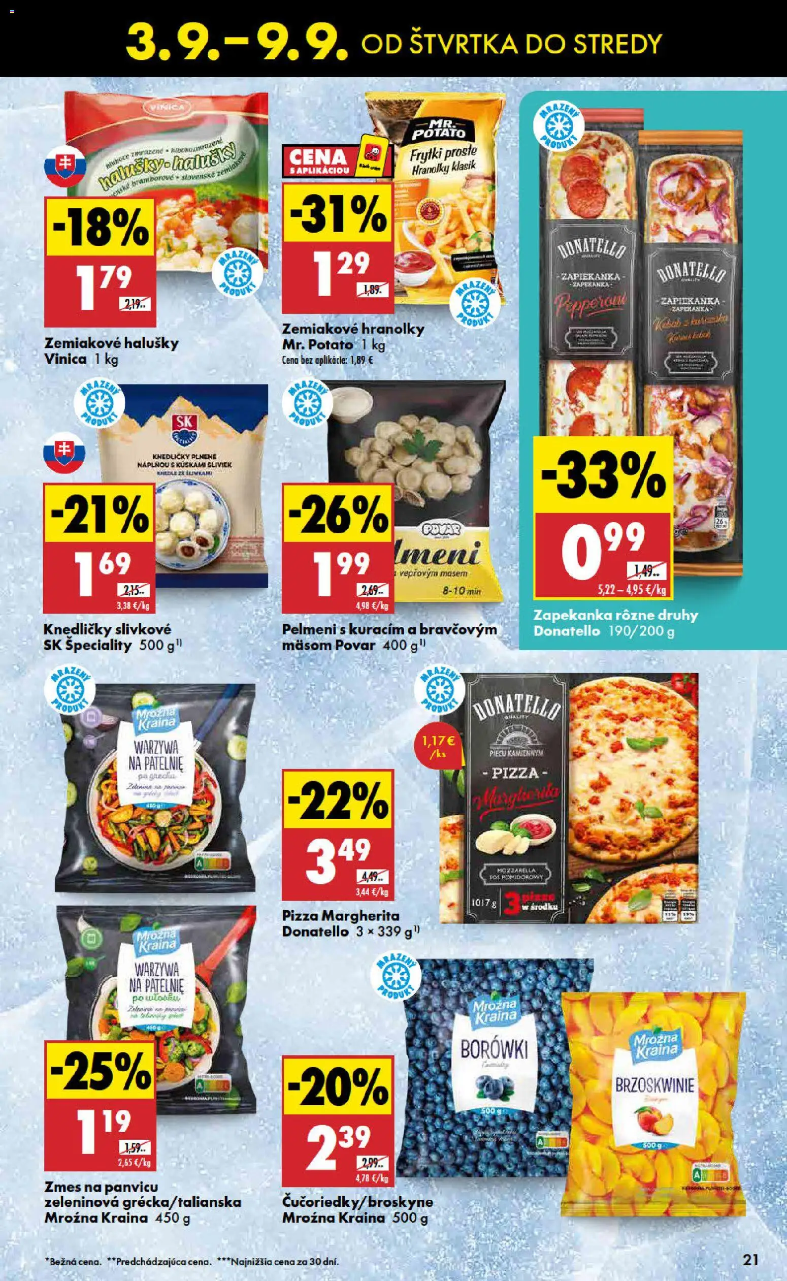 Nové Biedronka akcie – leták je platný od 03.09.2026 | Strana: 21 | Produkty: Hranolky, Pizza, Mozzarella, Špeciality