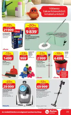 Auchan akciós újság - amely érvényes a következő dátumtól: 30.04.2026 | Oldal: 39 | Termékek: Álló porszívó, Porszívó, Felmosófej, Vileda