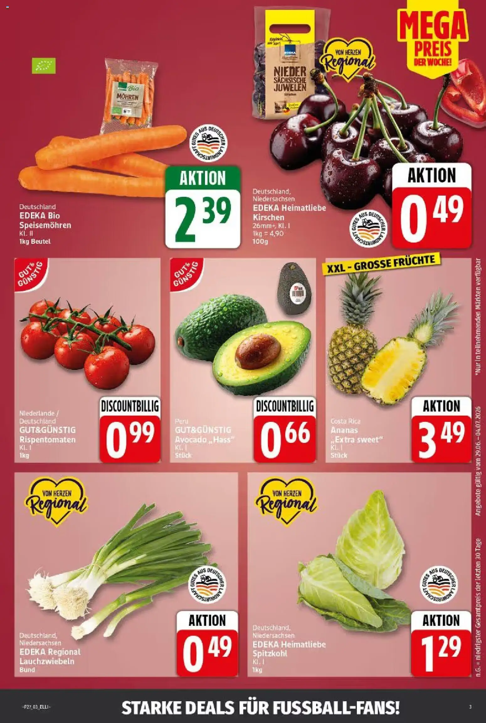 Elli Markt Prospekt Langenberg – gültig ab 29.06.2026 | Seite: 3 | Produkte: Ananas, Mohren, Kirschen