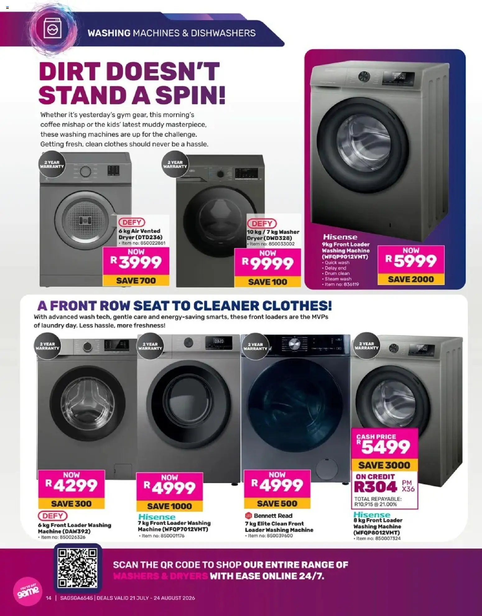 New Game catalogue – valid from 21/07/2026 | Page: 14 | Products: Washing machine, Dryer, Coffee