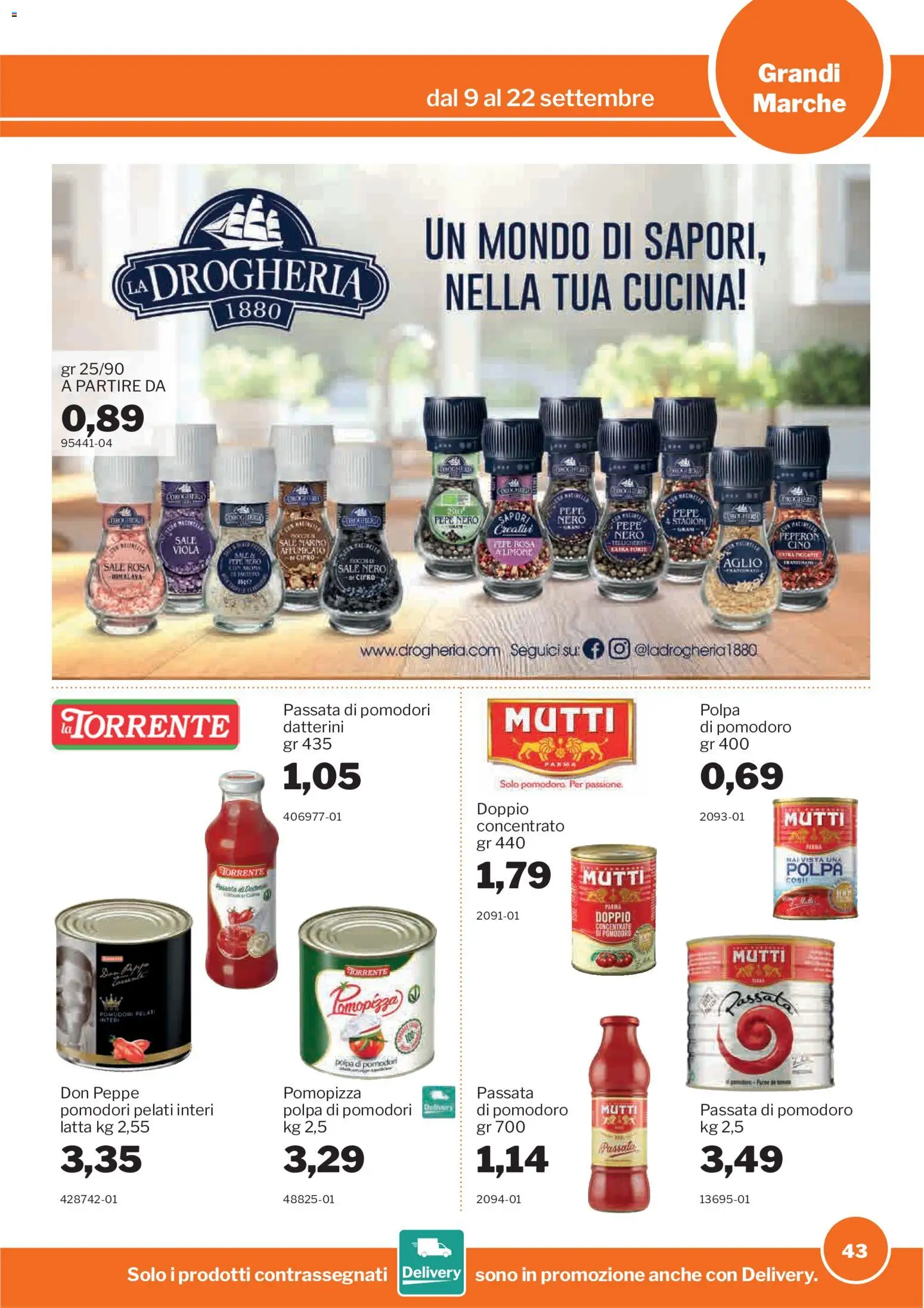 Volantino Sogegross del 09/09/2026 | Pagina: 43 | Prodotti: Pomodoro, Aglio, Pomodori, Passata di pomodoro