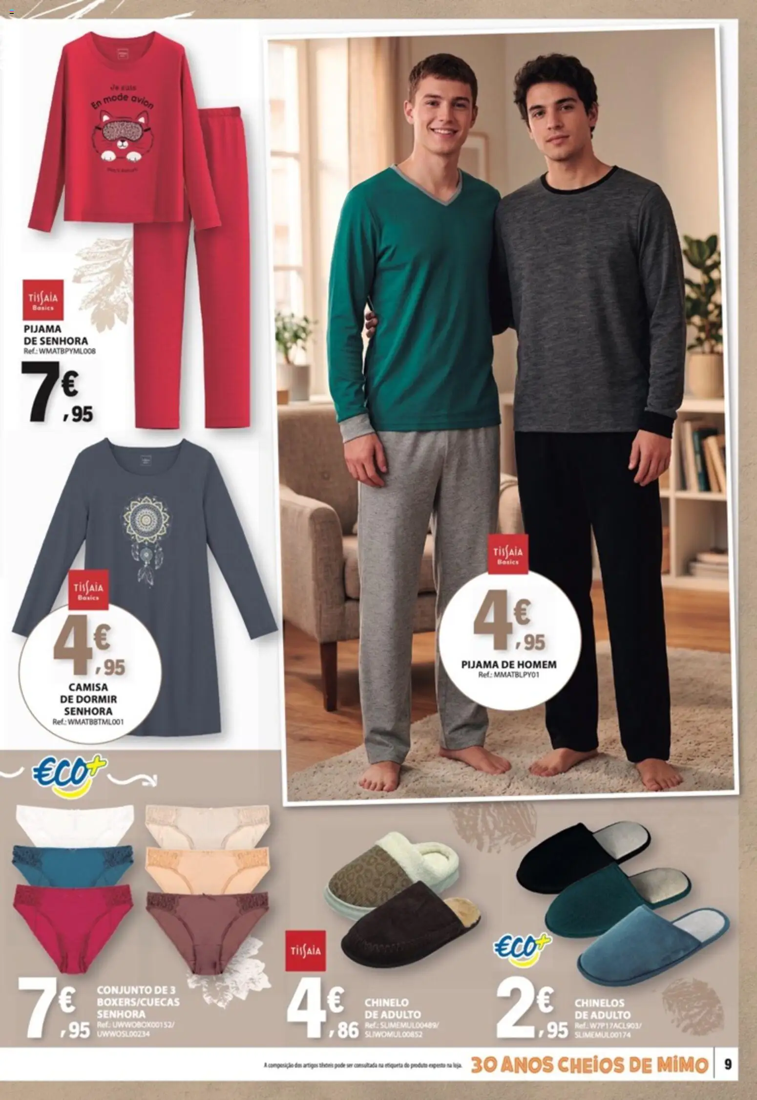 E.Leclerc - Folheto Moda e Beleza Outono-Inverno │ válido de 15/09/2026 | Página: 9 | Produtos: Chinelos, Pijama, Camisa
