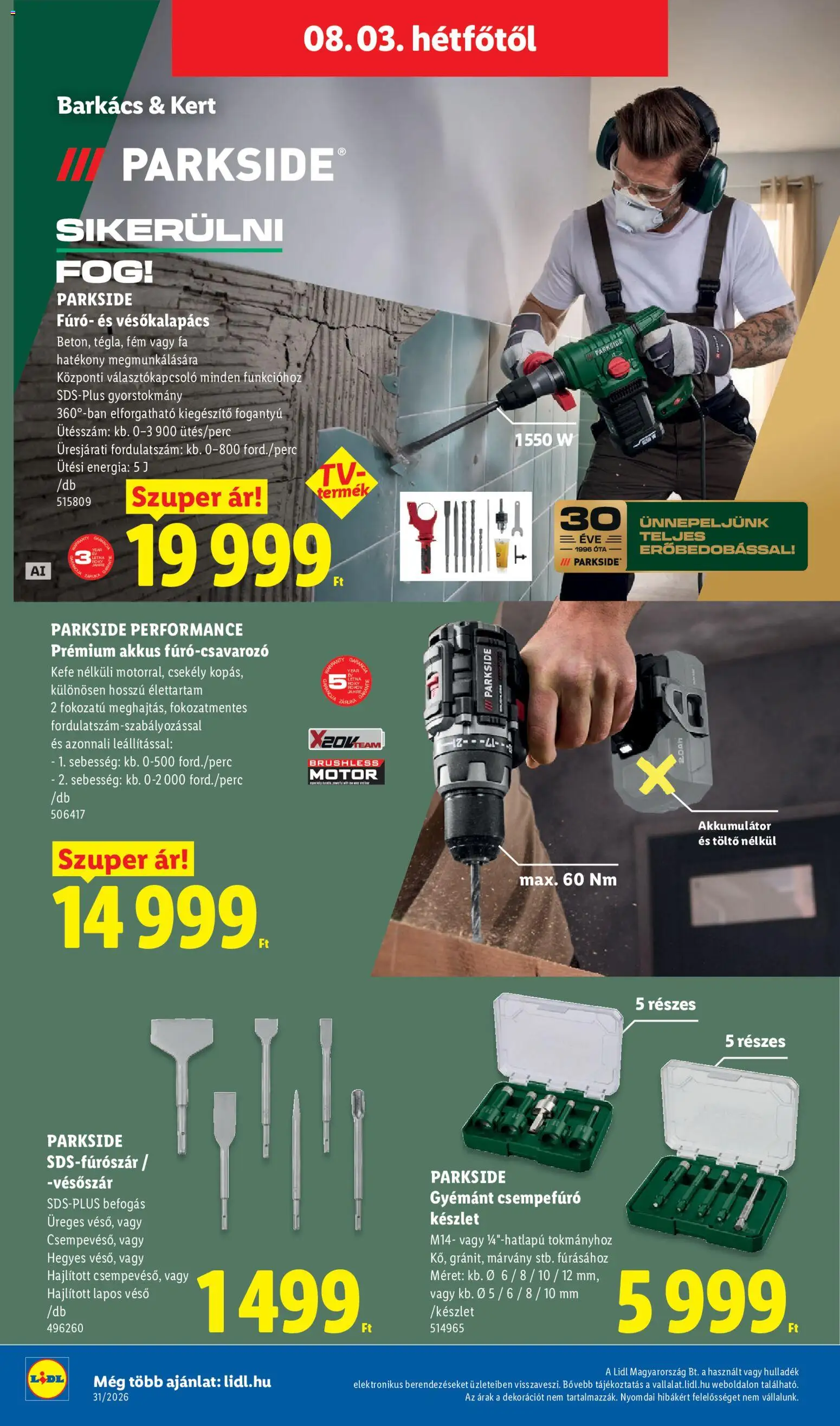 Lidl akciós ujság - amely érvényes a következő dátumtól: 2026.07.30. | Oldal: 8 | Termékek: Parkside, Akkumulátor, Töltő, Kefe