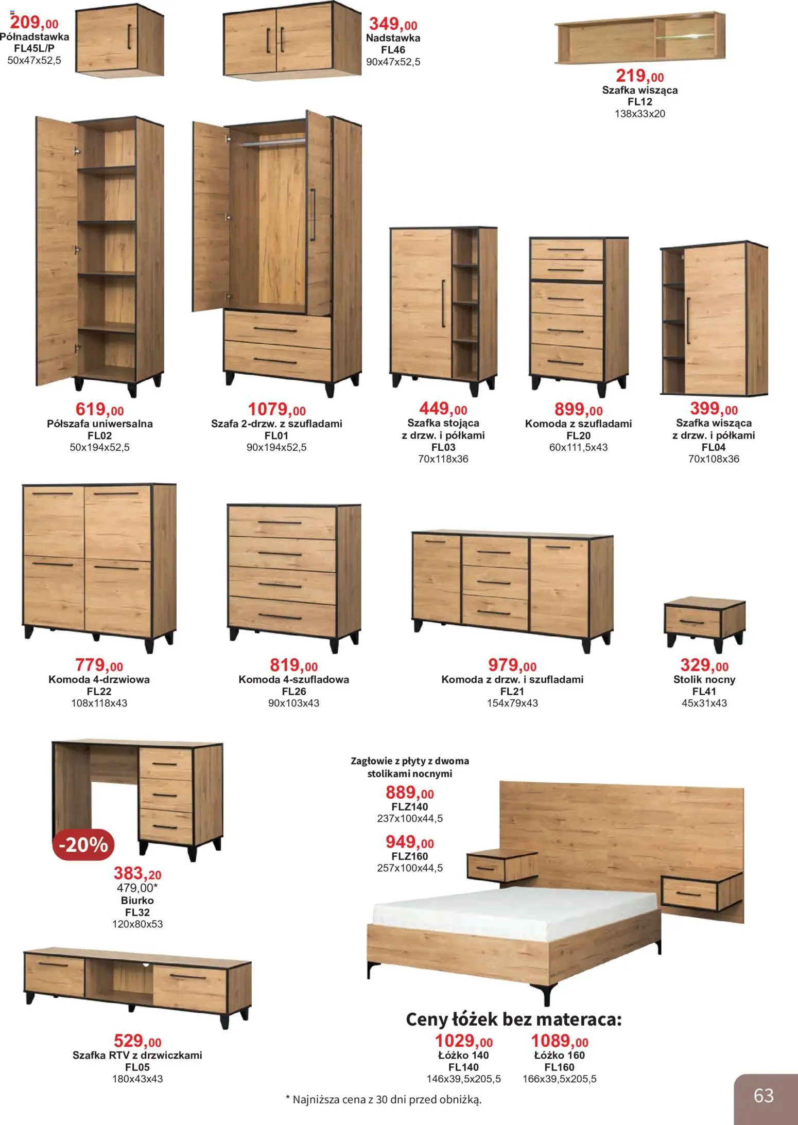 Bodzio Katalog od 01.08.2026 | Strona: 63 | Produkty: Komoda, Stolik nocny, Biurko, szafka RTV