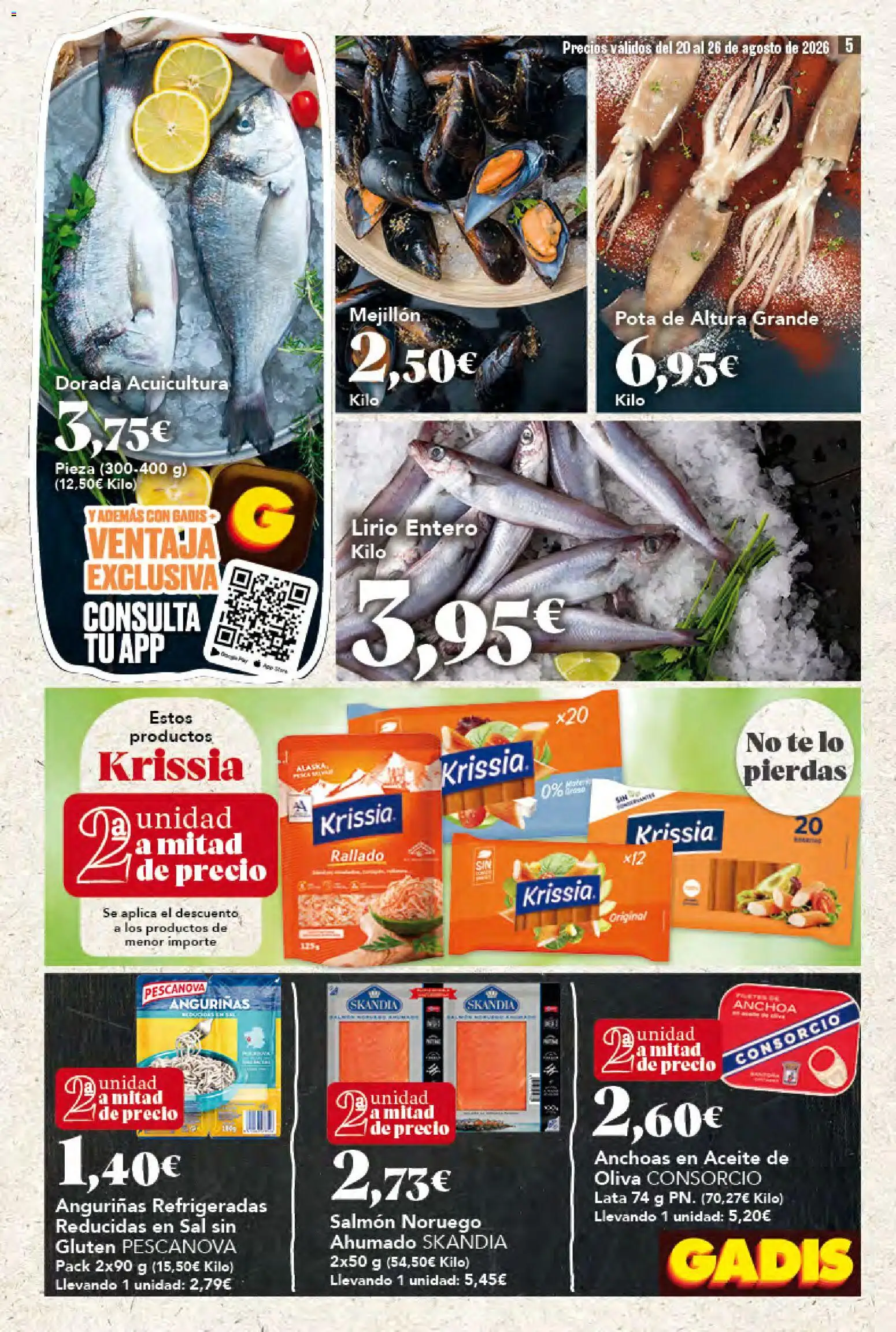 Gadis folleto │ válido desde el 20/08/2026 | Página: 5 | Productos: Anchoas, Aceite de oliva, Salmón, Anchoa