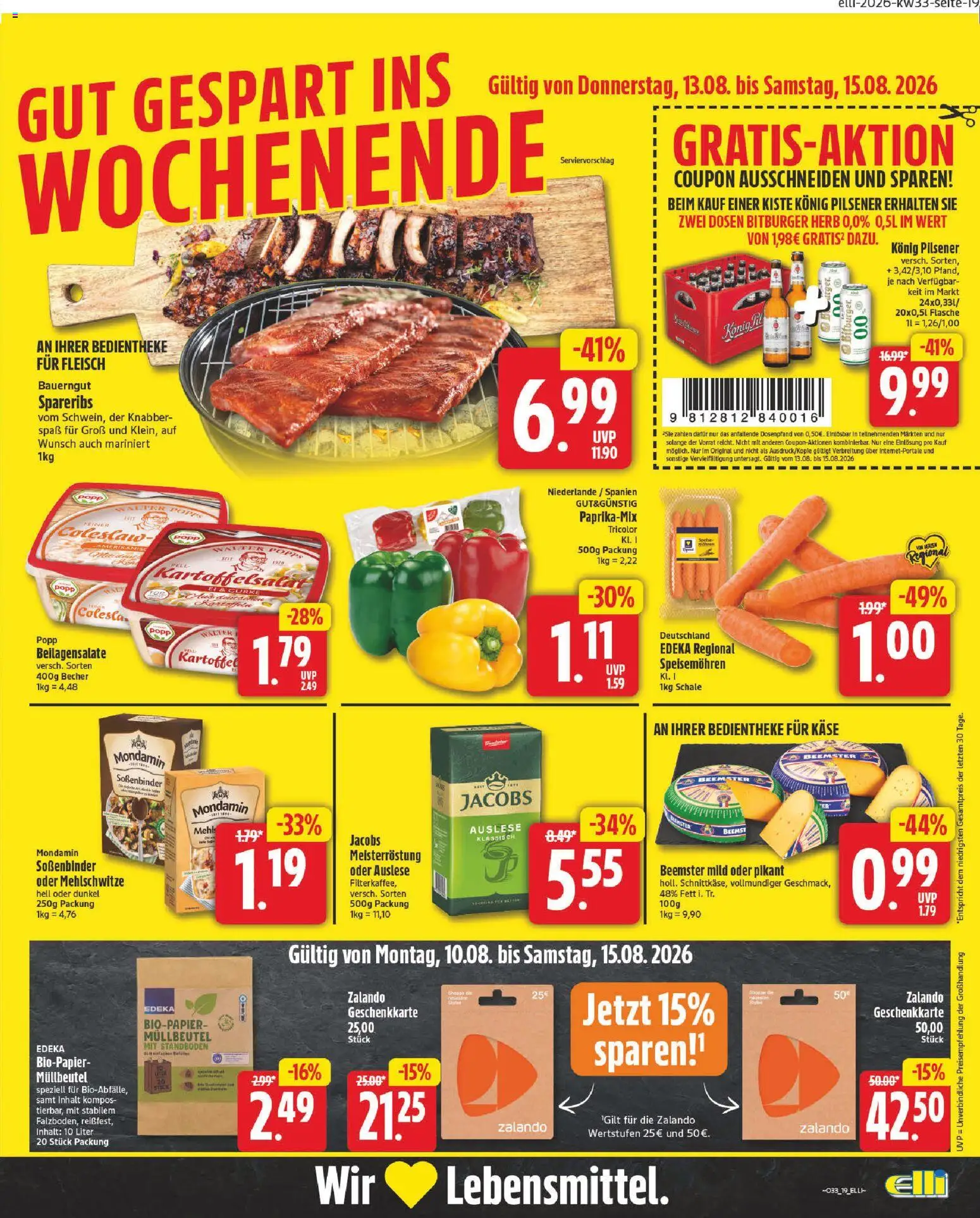 Elli Markt Prospekt Gütersloh – gültig ab 10.08.2026 | Seite: 19 | Produkte: Bitburger, Konig pilsener, Mehl, Käse