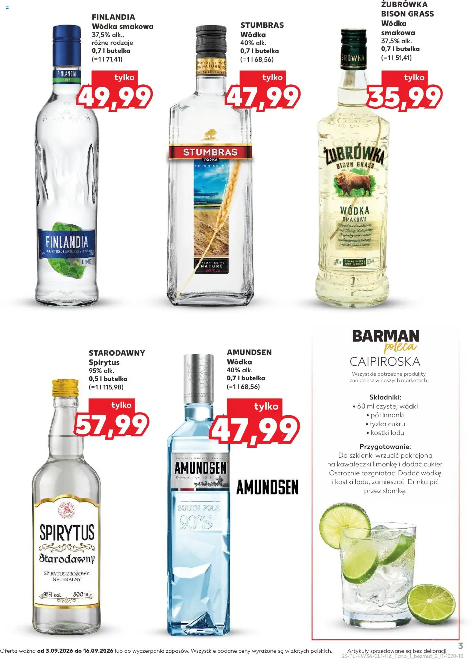 Kaufland Polsko leták - Barek od 03.09.2026 | Strana: 3 | Produkty: Vodka, Zubrowka