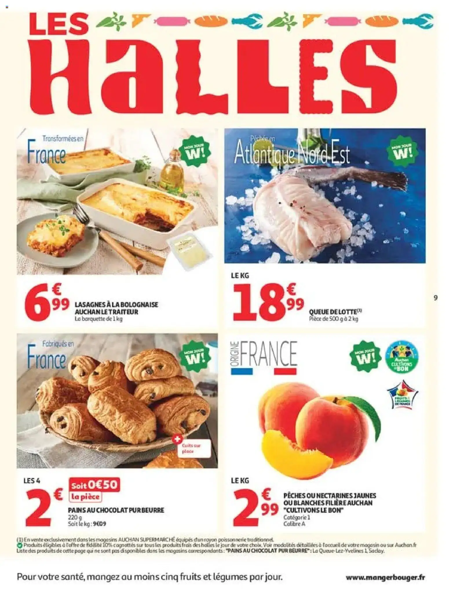 {H1} | Page: 9 | Produits: Nectarines, Lasagnes, Beurre, Pain