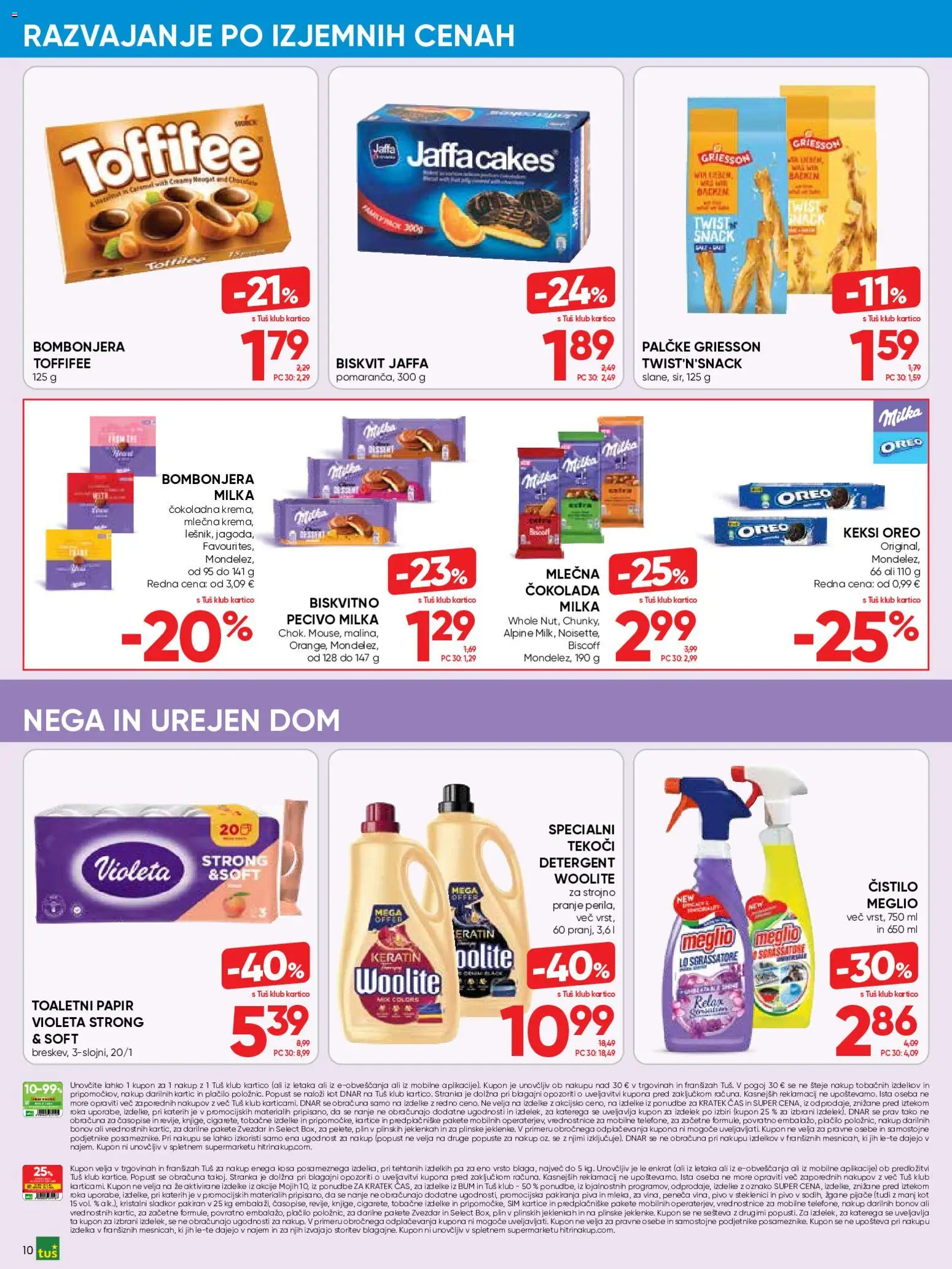 Novi Tuš katalog ponudbe – veljaven od 29.07.2026 | Stran: 10 | Izdelki: Keksi, Toaletni papir, Cokolada, Pivo