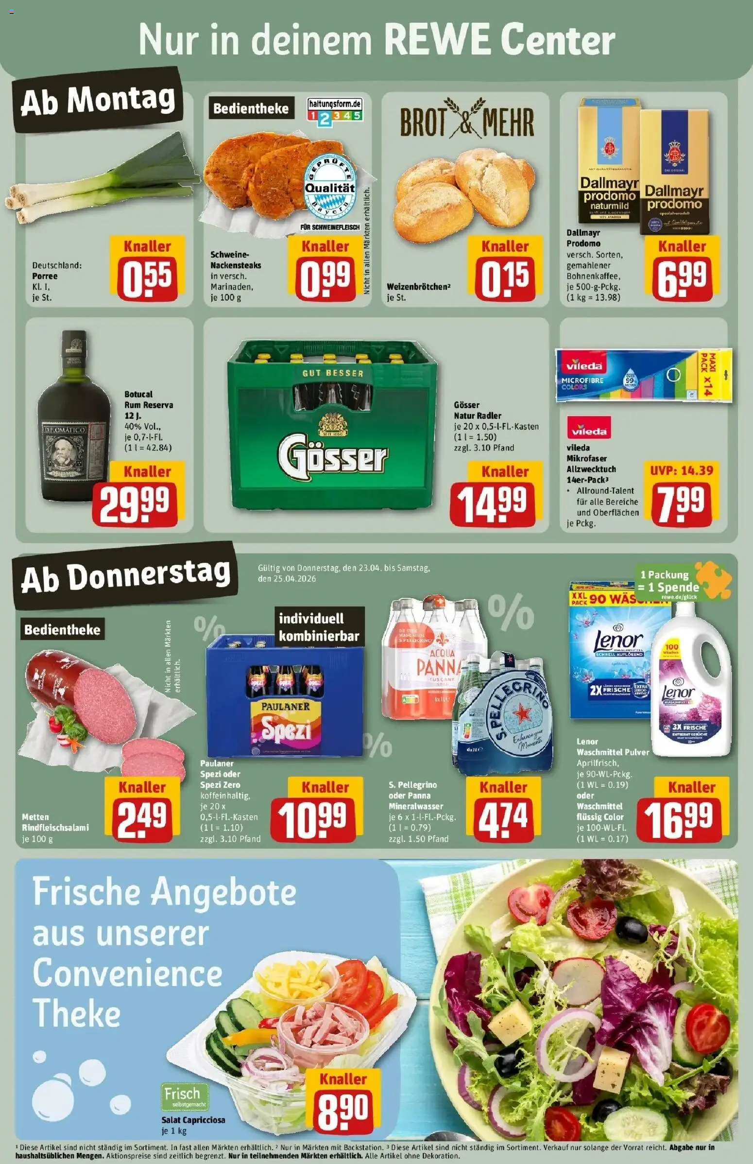 Rewe Prospekt Pegnitz	 – gültig ab 20.04.2026 | Seite: 3 | Produkte: Lenor, Mineralwasser, Brot, Dallmayr prodomo