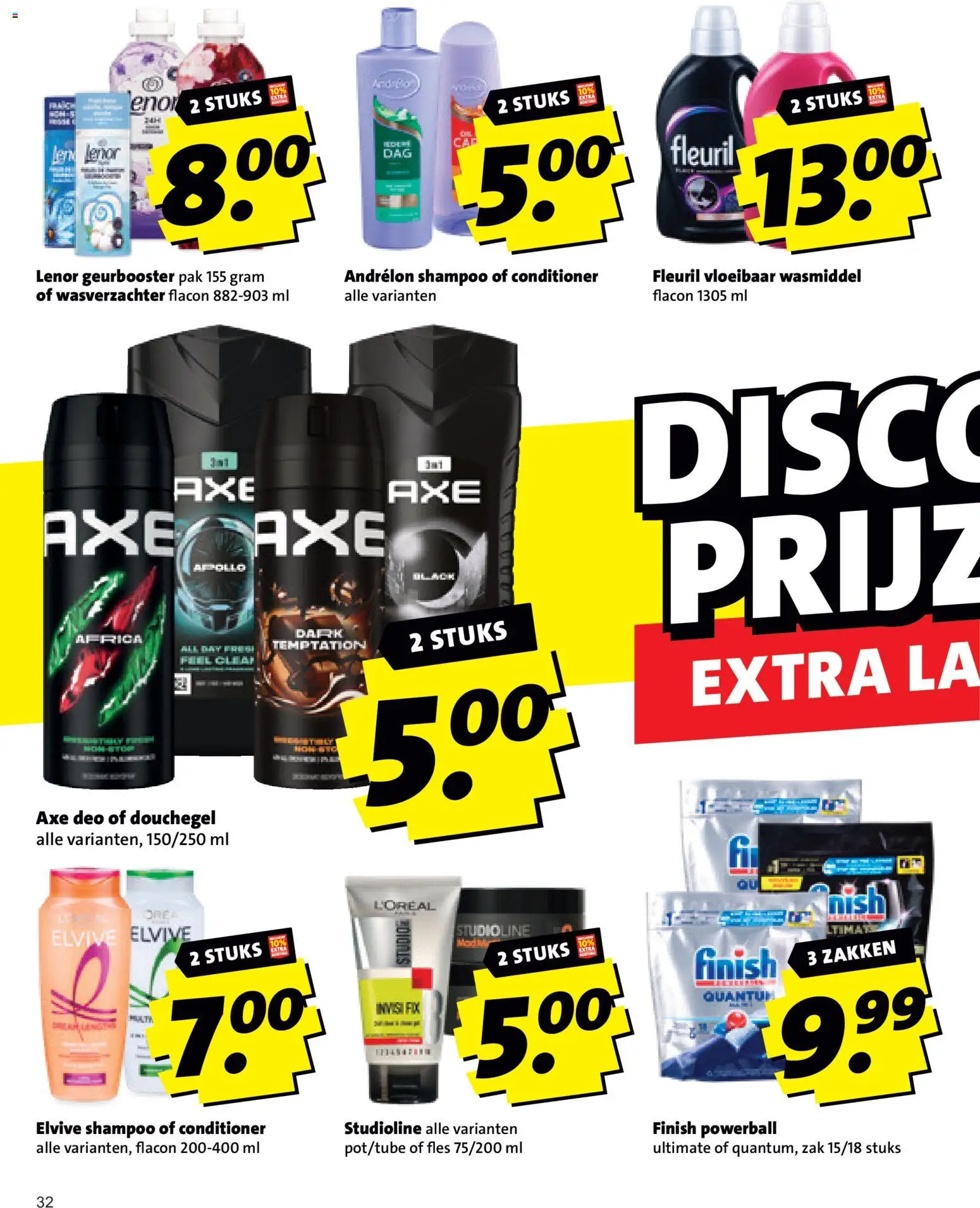 {H1} | Pagina: 32 | Producten: Vloeibaar wasmiddel, La, Conditioner, Douchegel