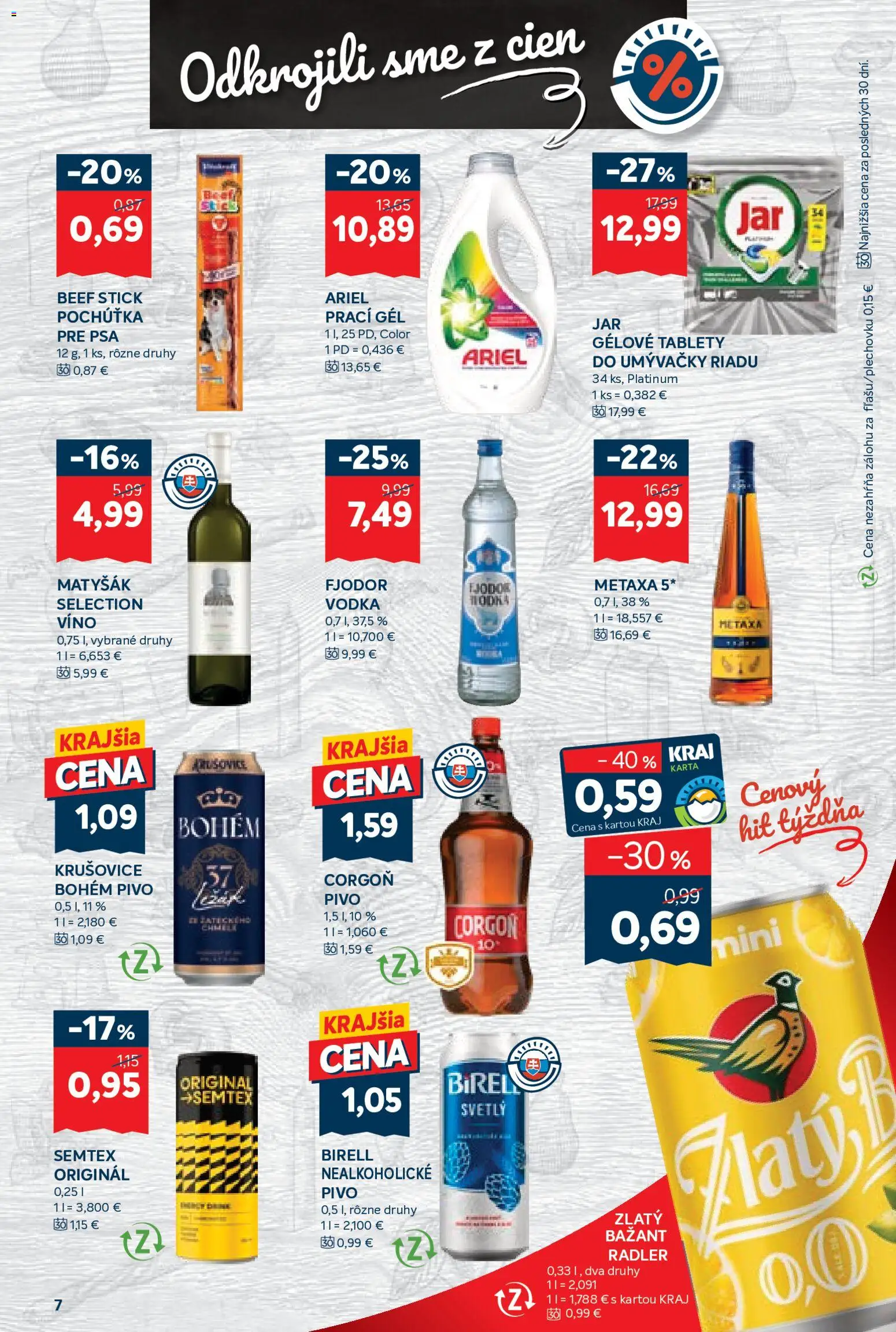 Nové Kraj akcie – leták je platný od 20.08.2026 | Strana: 13 | Produkty: Metaxa, Prací gél, Ariel, Vodka