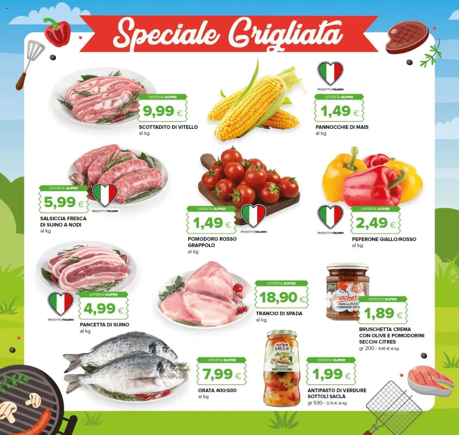 Volantino Oasi del 09/08/2026 | Pagina: 4 | Prodotti: Scottadito, Pomodoro, Salsiccia, Pomodori
