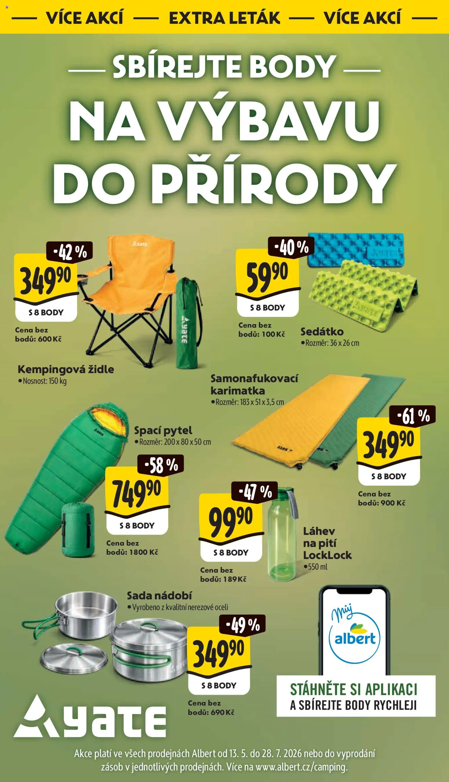Albert leták - Hypermarket od 13.05.2026 | Strana: 58 | Produkty: Sada nádobí, Židle, Kempingová židle, Body