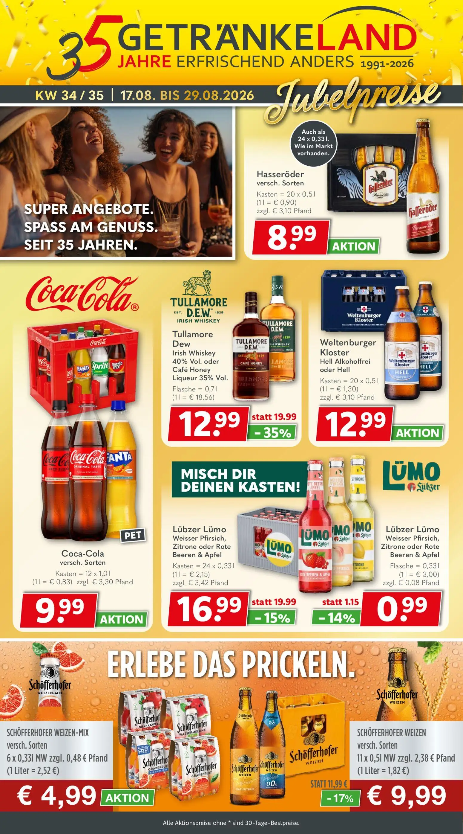Getränkeland Prospekt Berlin – gültig ab 17.08.2026 | Seite: 1 | Produkte: Grapefruit, Zitrone, Pfirsich, Hasseröder