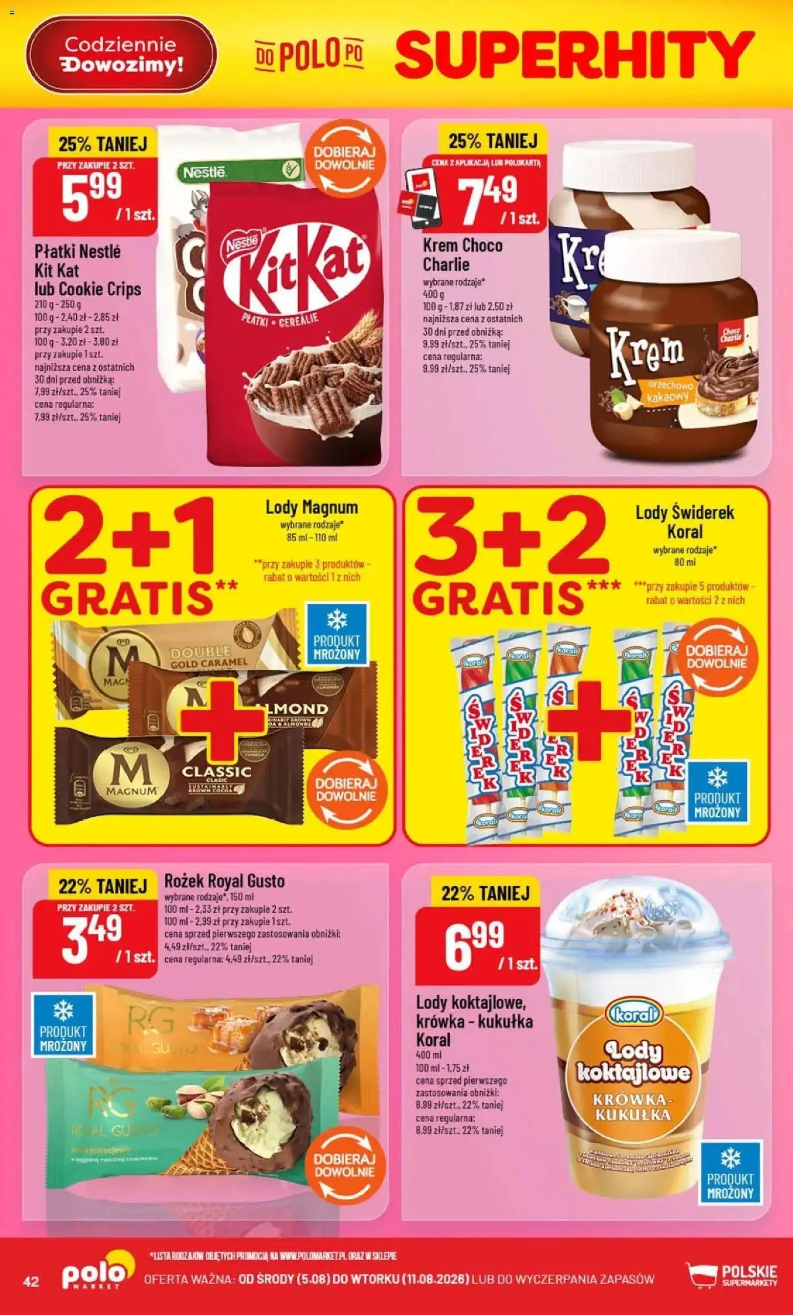 POLOmarket gazetka od 05.08.2026 | Strona: 42 | Produkty: Krowka, Płatki, Krem, Lody