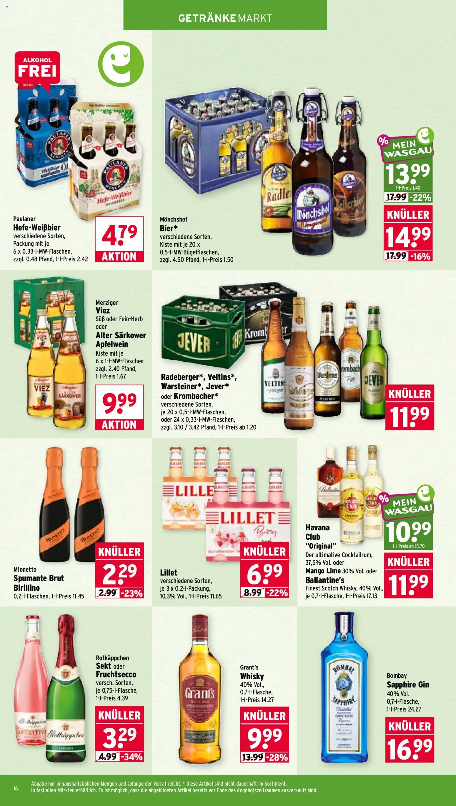 Wasgau Prospekt – gültig ab 20.07.2026 | Seite: 16 | Produkte: Sekt, Jever, Rotkäppchen, Paulaner