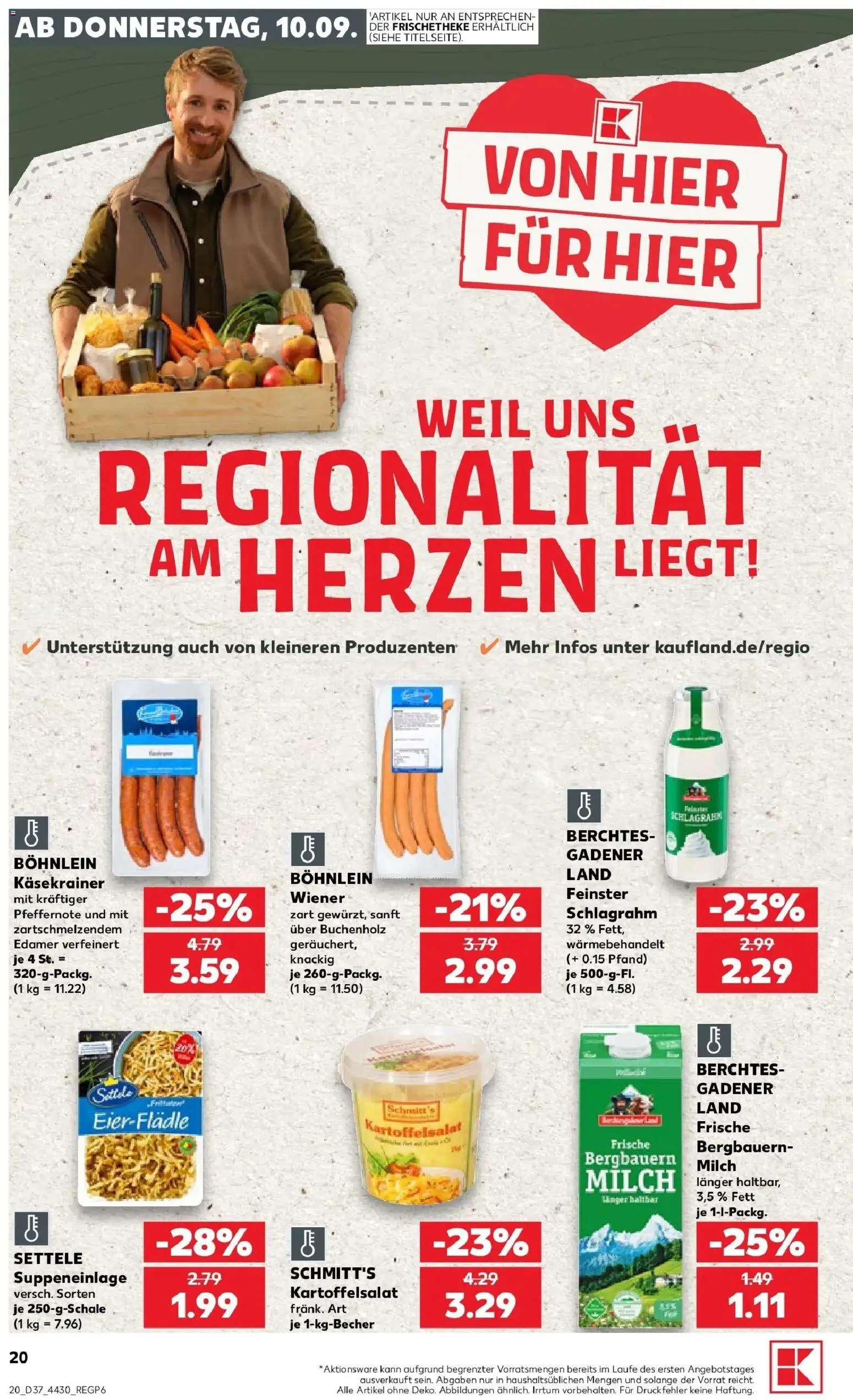 Prospekt Kaufland ab 10.09.2026 » Angebote Online zum Blättern | Seite: 20 | Produkte: Milch, Käsekrainer, Edamer