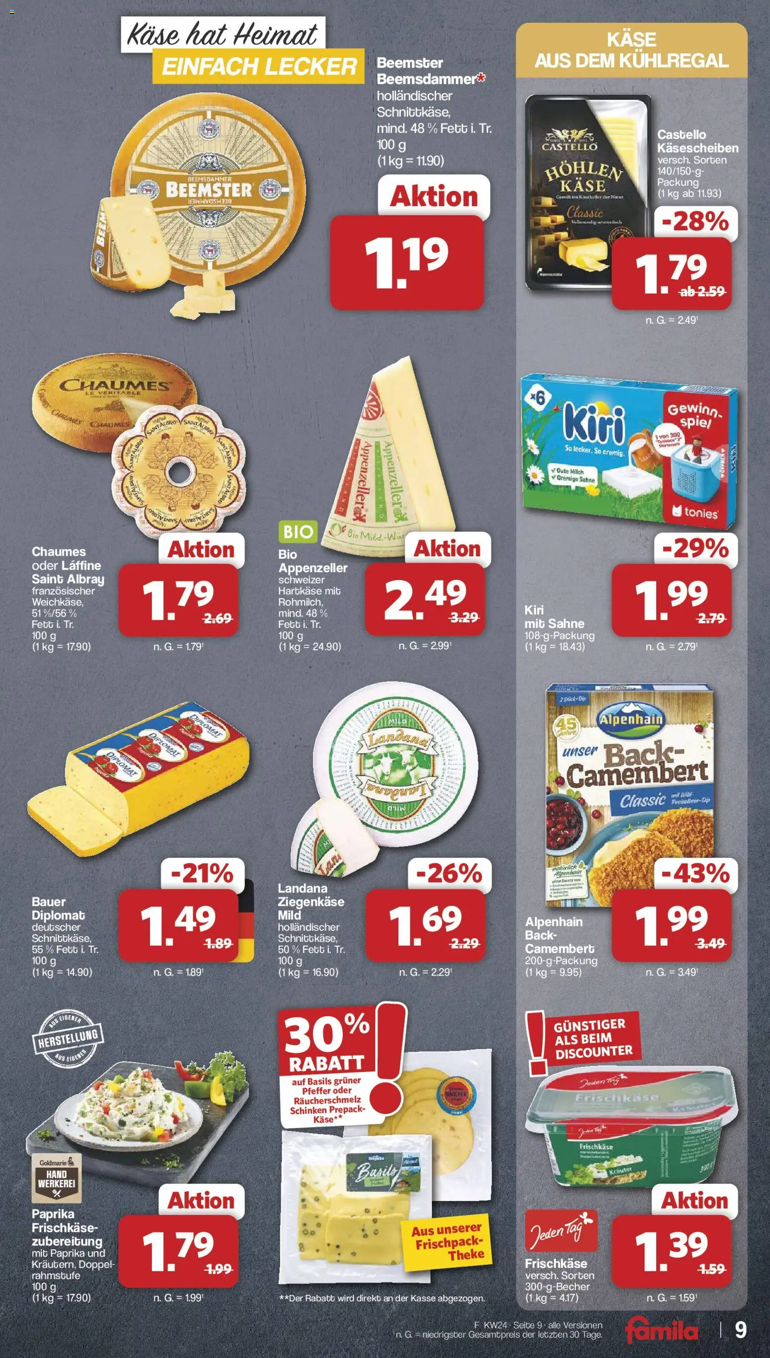 Famila Nordwest Prospekt – gültig ab 08.06.2026 | Seite: 9 | Produkte: Käse, Theke, Pfeffer, Schinken