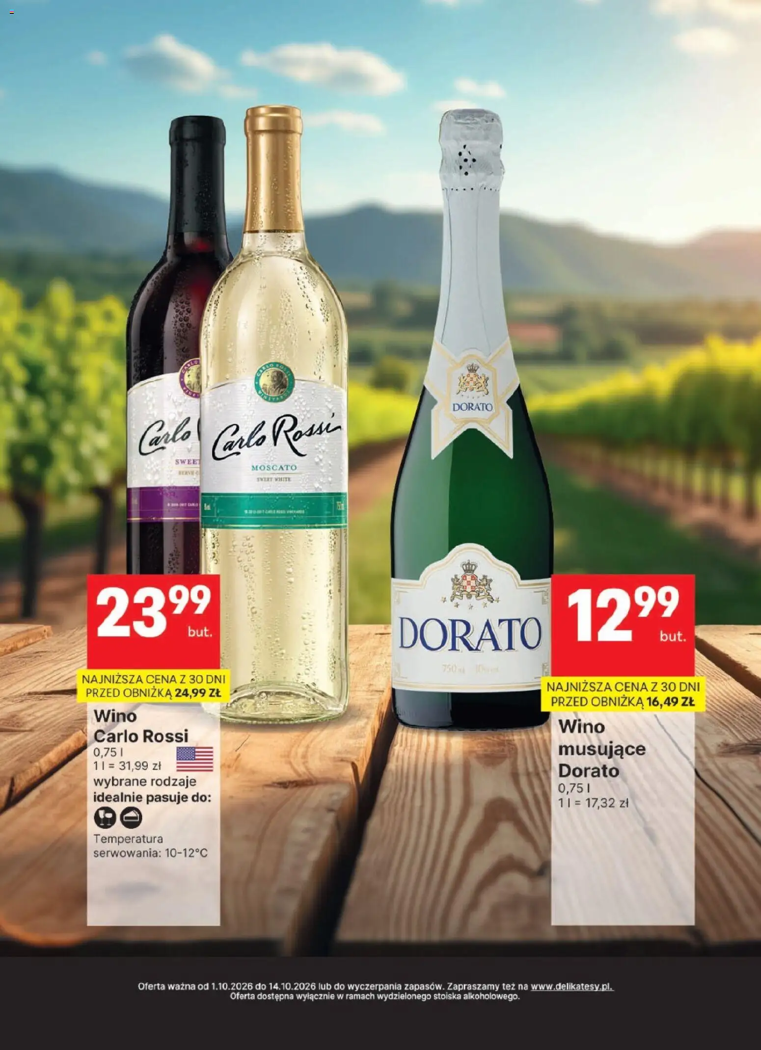 Delikatesy Centrum gazetka - DeliBarek od 01.10.2026 | Strona: 4 | Produkty: Wino, Carlo Rossi