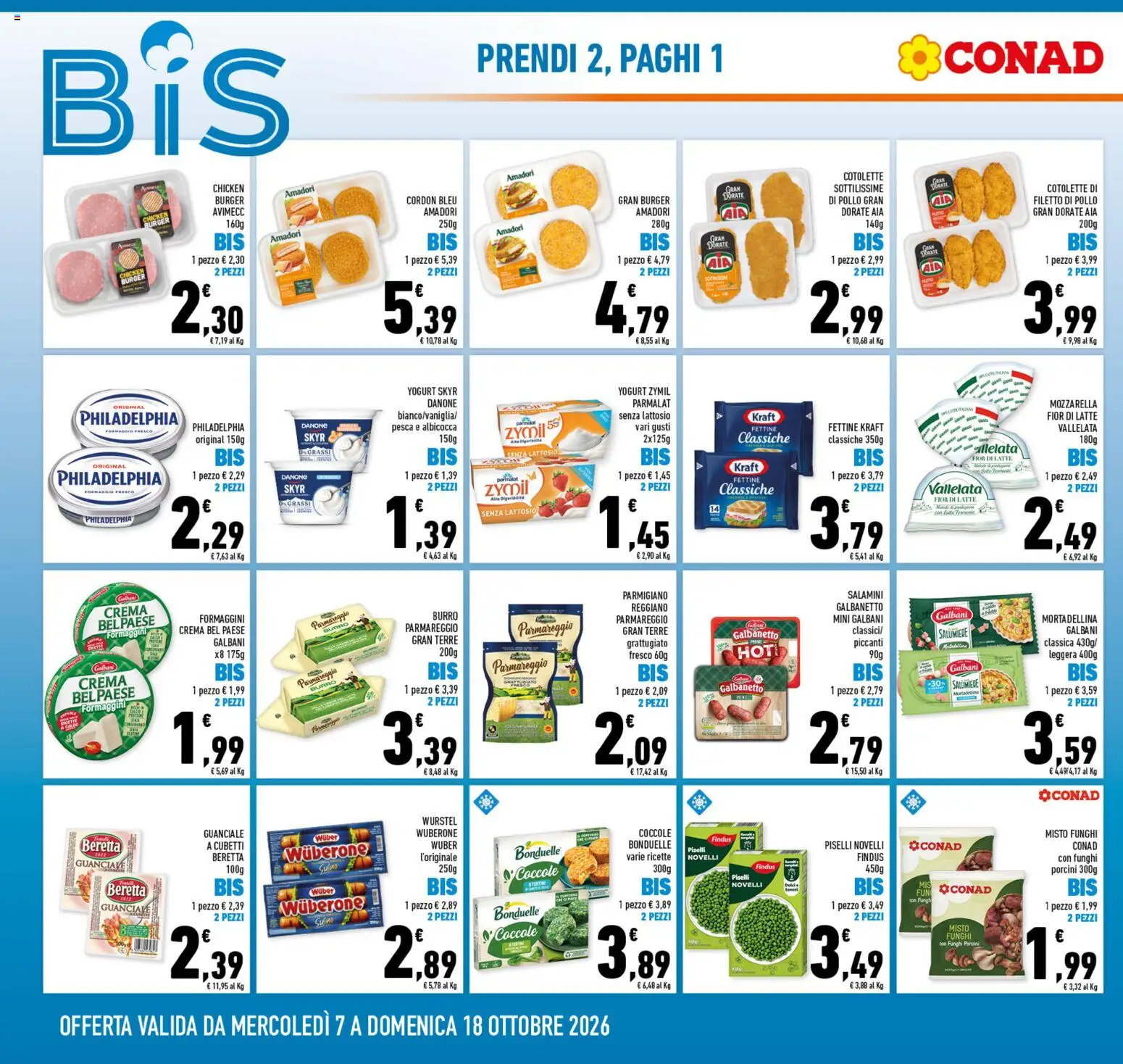 Volantino Conad del 07/10/2026 | Pagina: 2 | Prodotti: Pollo, Mozzarella, Skyr, Guanciale