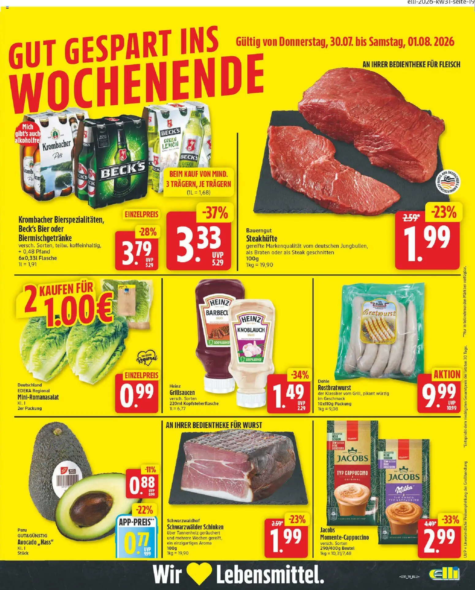 Elli Markt Prospekt Schloß – gültig ab 27.07.2026 | Seite: 23 | Produkte: Bratwurst, Milka, Bauerngut, Schinken