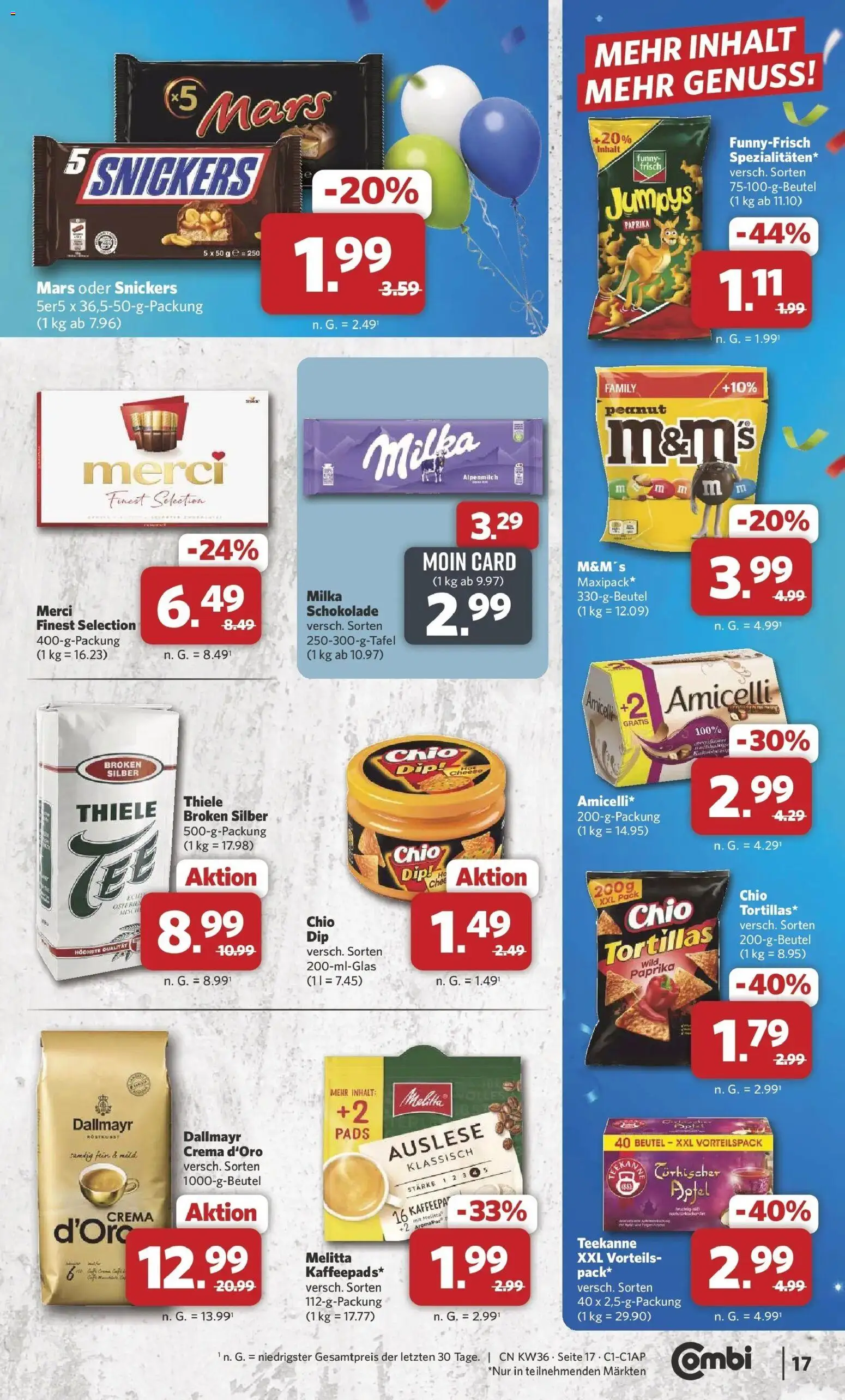 Combi Prospekt Weener (ab 31.08.2026) zum Blättern | Seite: 17 | Produkte: Merci, Tortillas, M&M's, Paprika