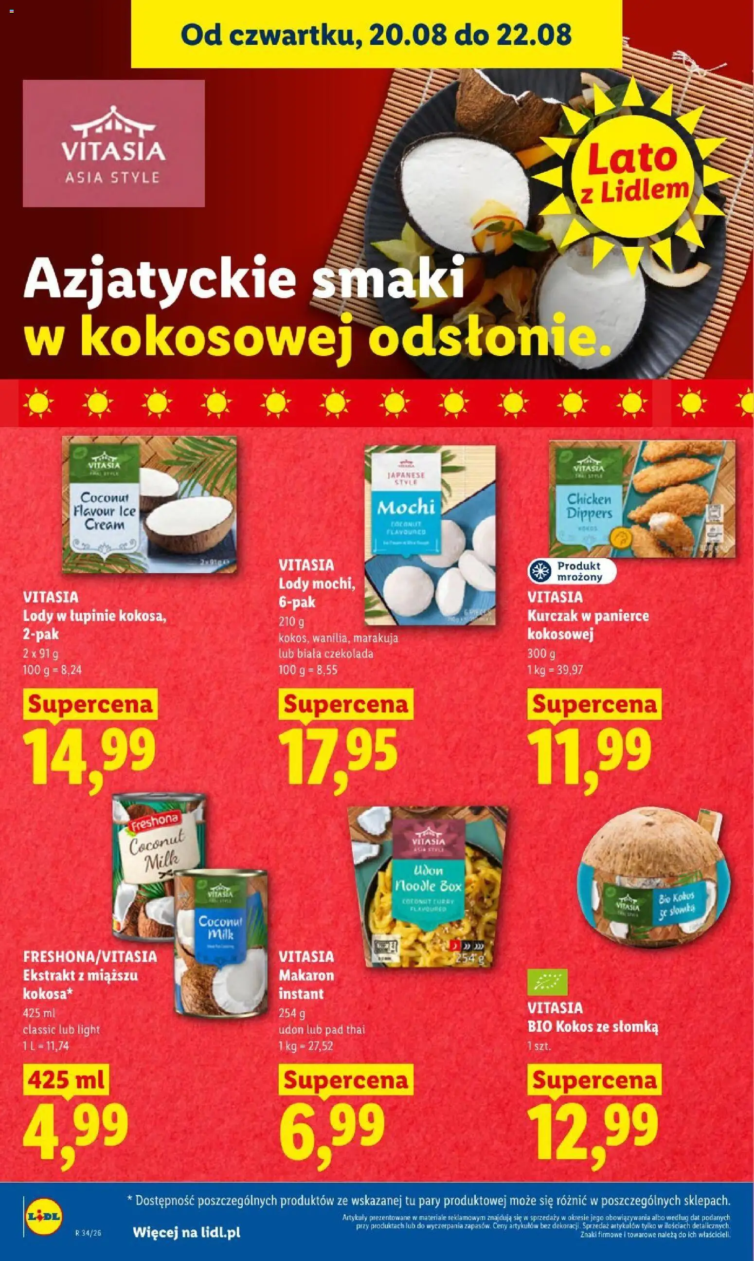Lidl gazetka od 20.08.2026 | Strona: 50 | Produkty: Czekolada, Makaron, Lody, Kokos