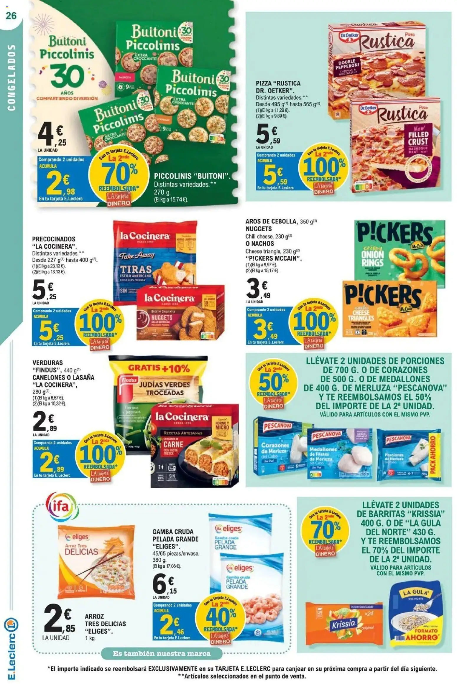 E.Leclerc Megames 2 07/10/2026 - 18/10/2026 | Página: 26 | Productos: Arroz, Filetes de merluza, Lasaña, Canelones