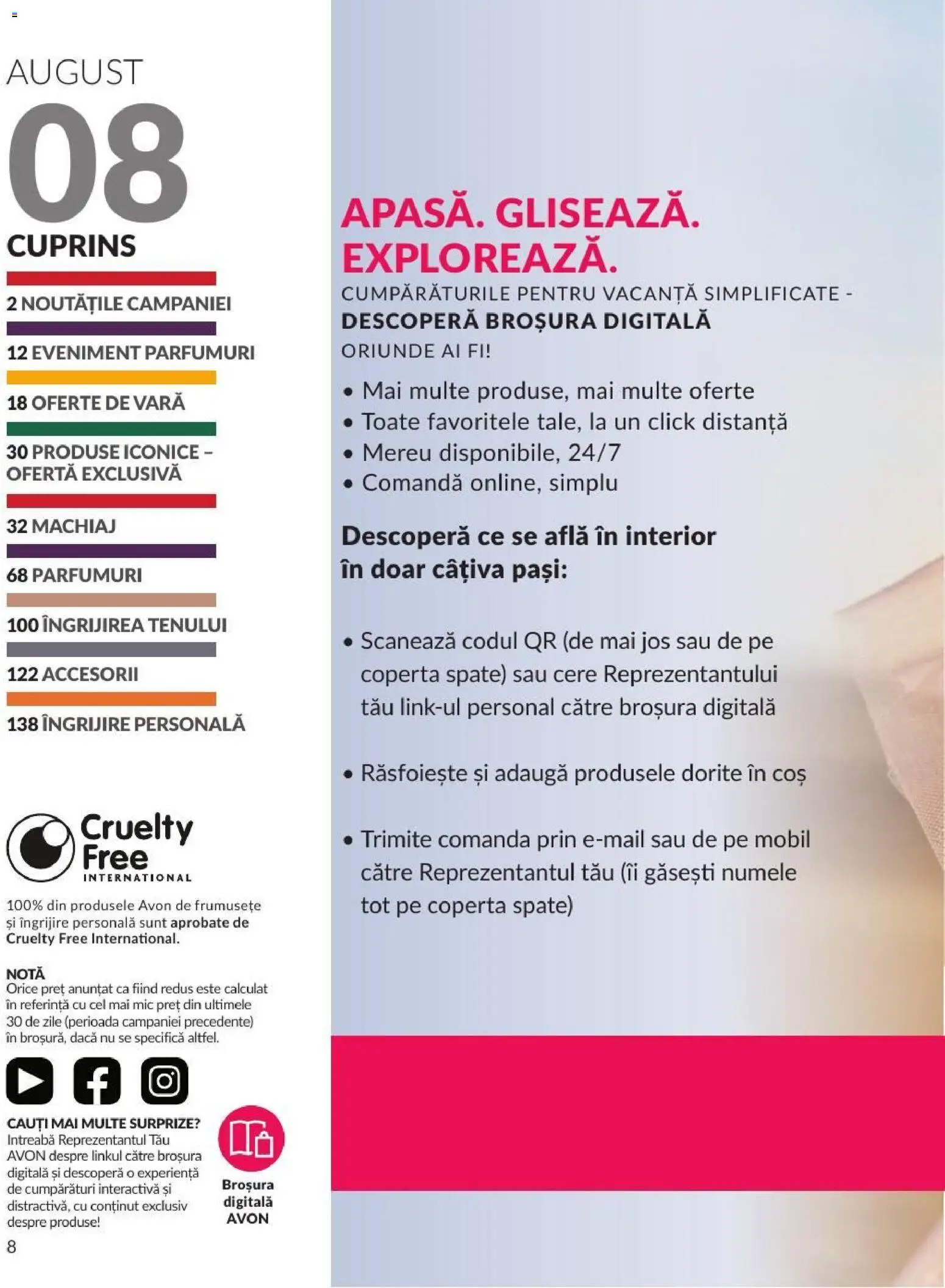 Noul catalog Avon – valabil de la 01.08.2026 | Pagină: 8 | Produse: Coș, Machiaj