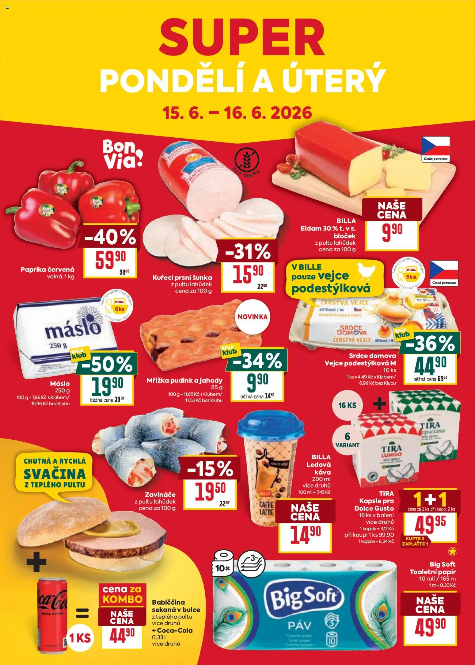 Billa Velký leták od 10.06.2026 | Strana: 28 | Produkty: Máslo, Šunka, Jahody, Eidam