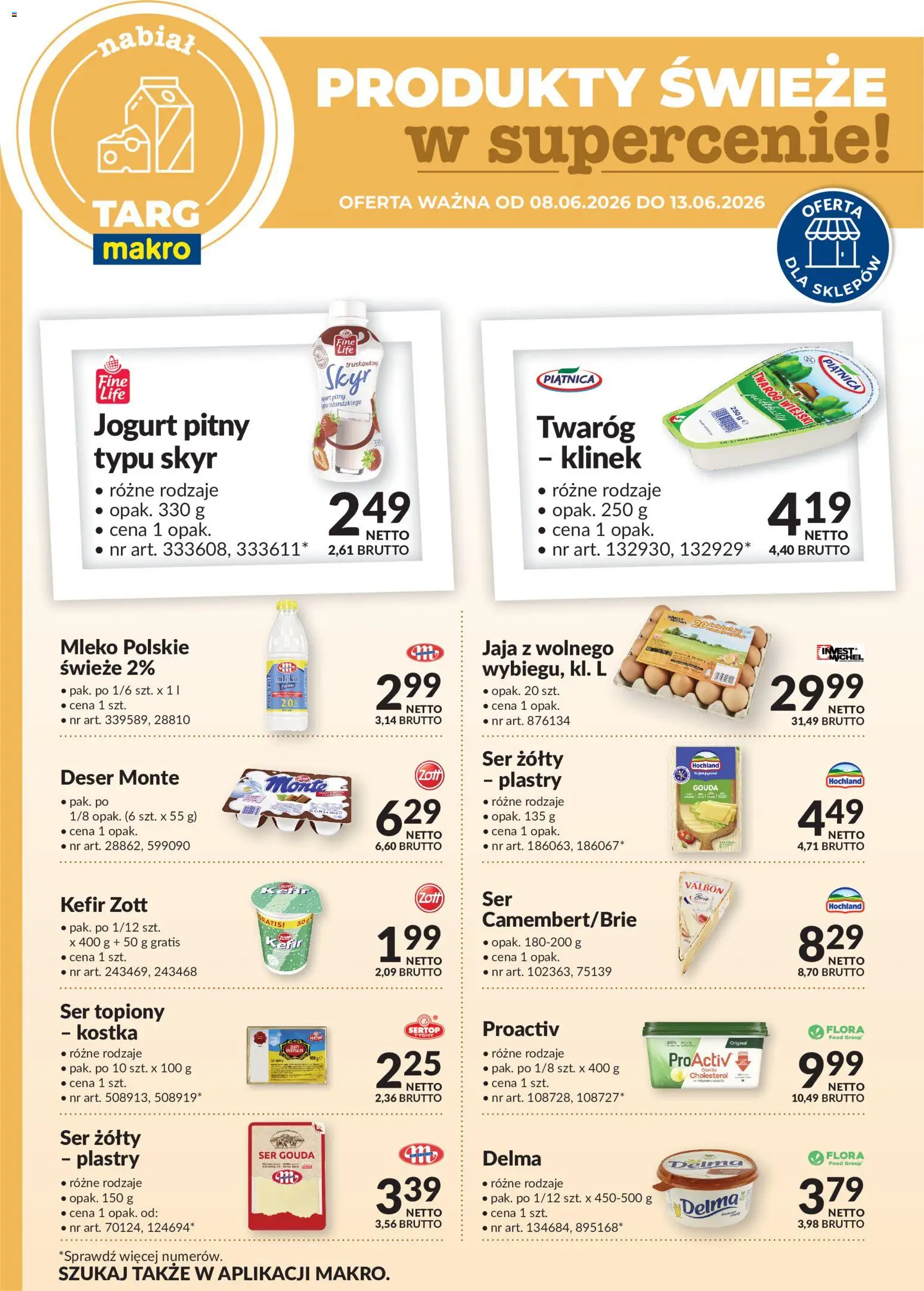 Makro gazetka - Oferta świeża w super cenach od 08.06.2026 | Strona: 1 | Produkty: Ser żółty, Ser, Jogurt, Skyr
